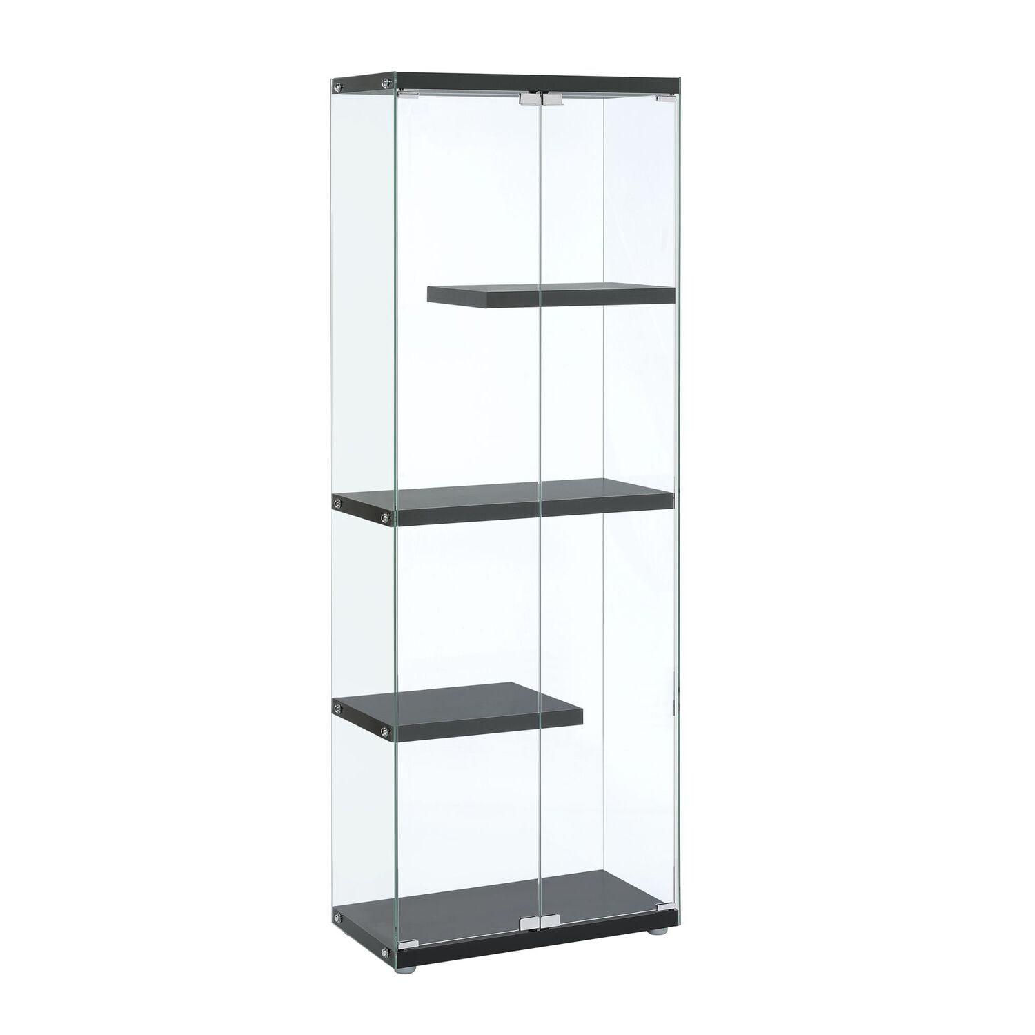 Maxwell Black Glass Lighted Display Cabinet with Magnetic Doors