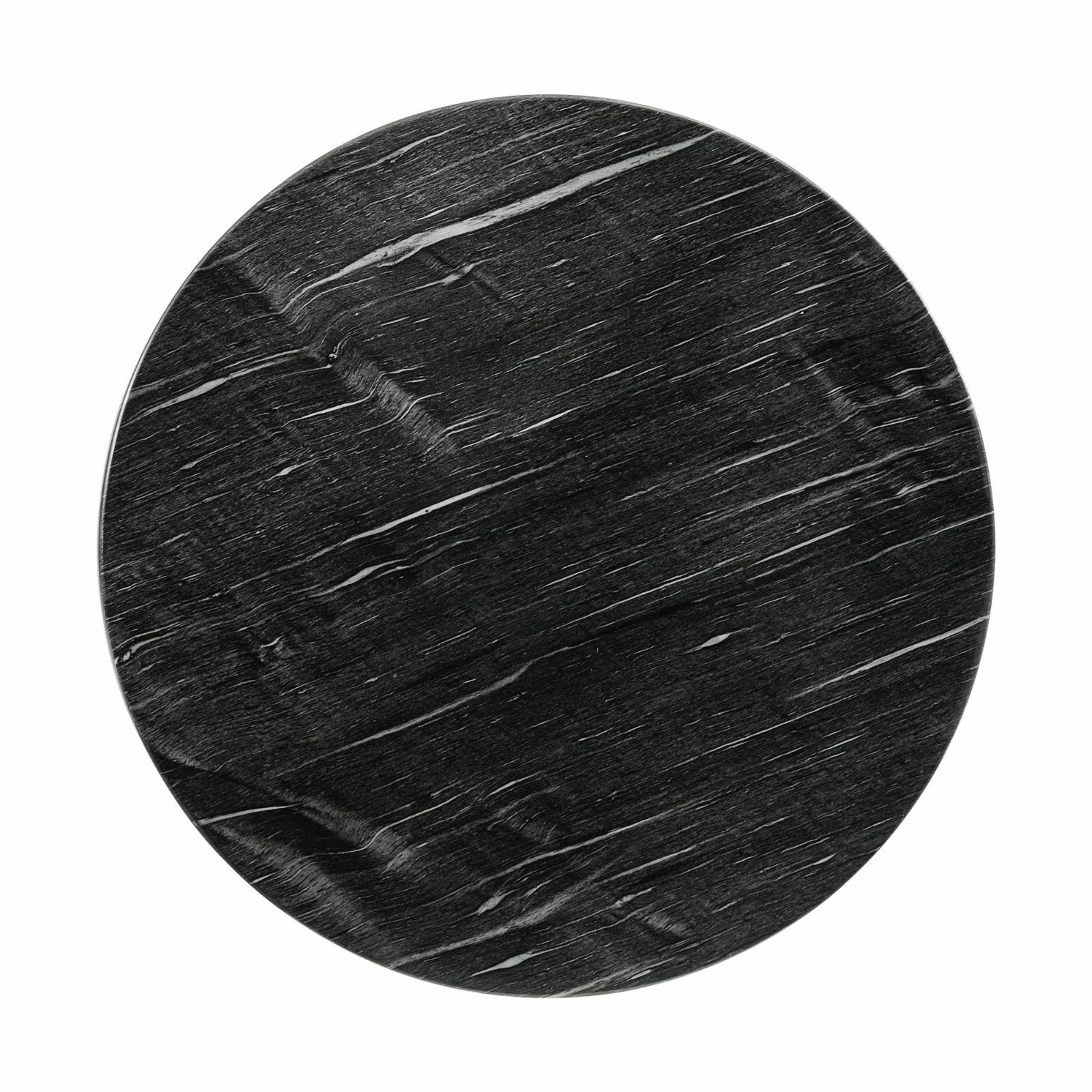 Odette 20" Round Black Marble End Table