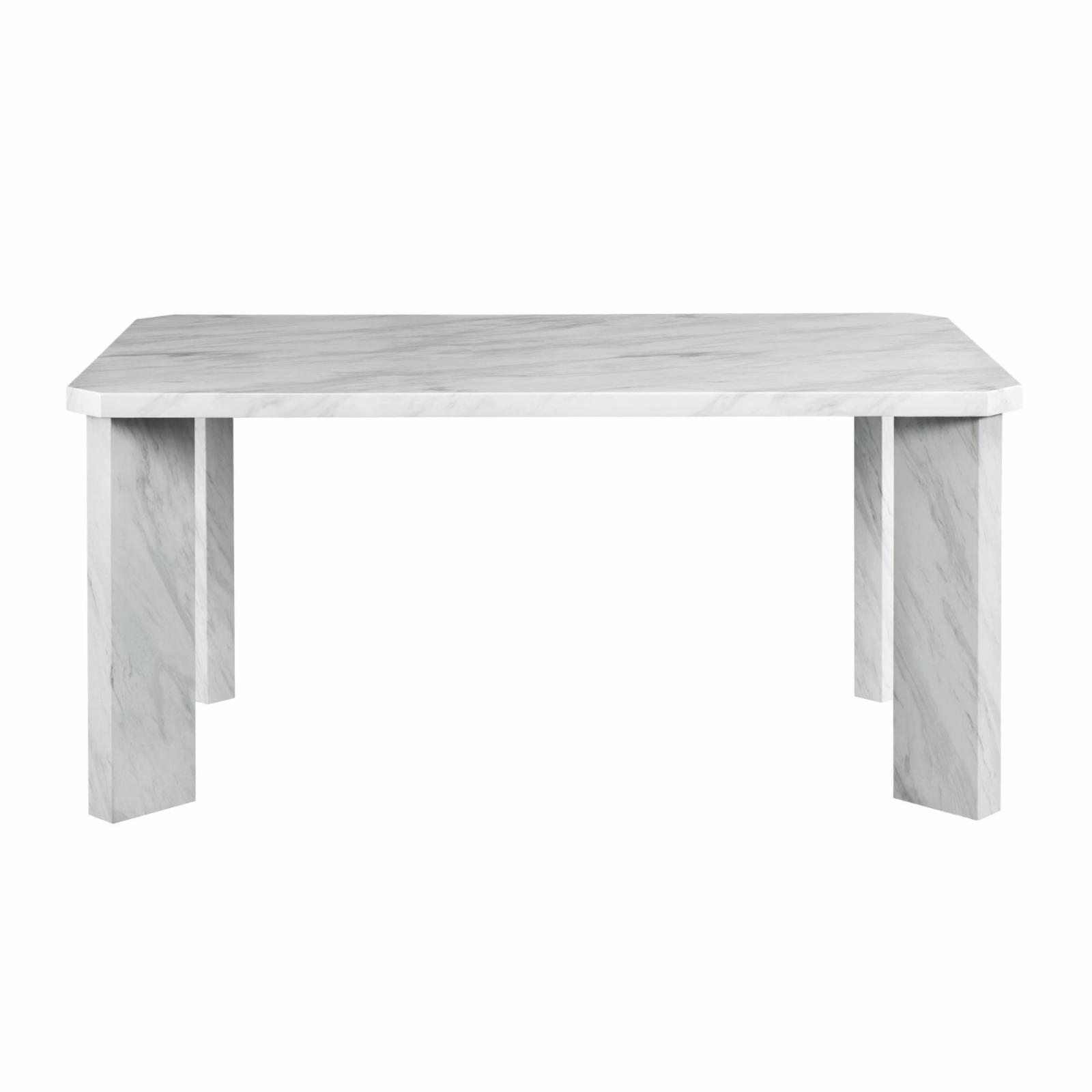 White Faux Marble Top Rectangular Dining Table