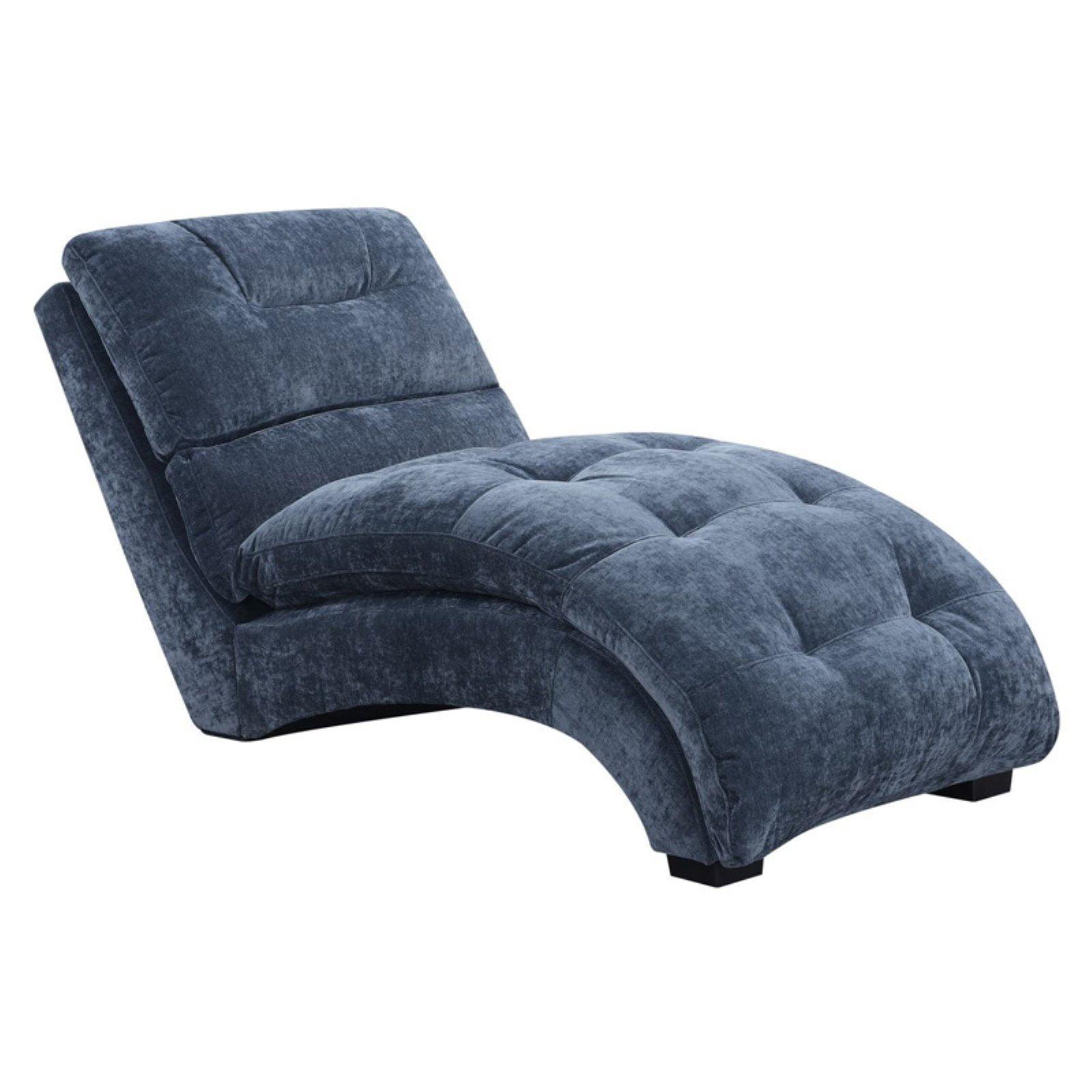 Slate Blue Microfiber Tufted Chaise Lounger