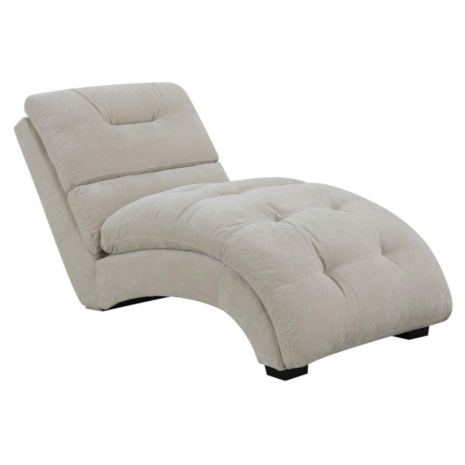 Beige Microfiber Square Tufted Chaise Lounge