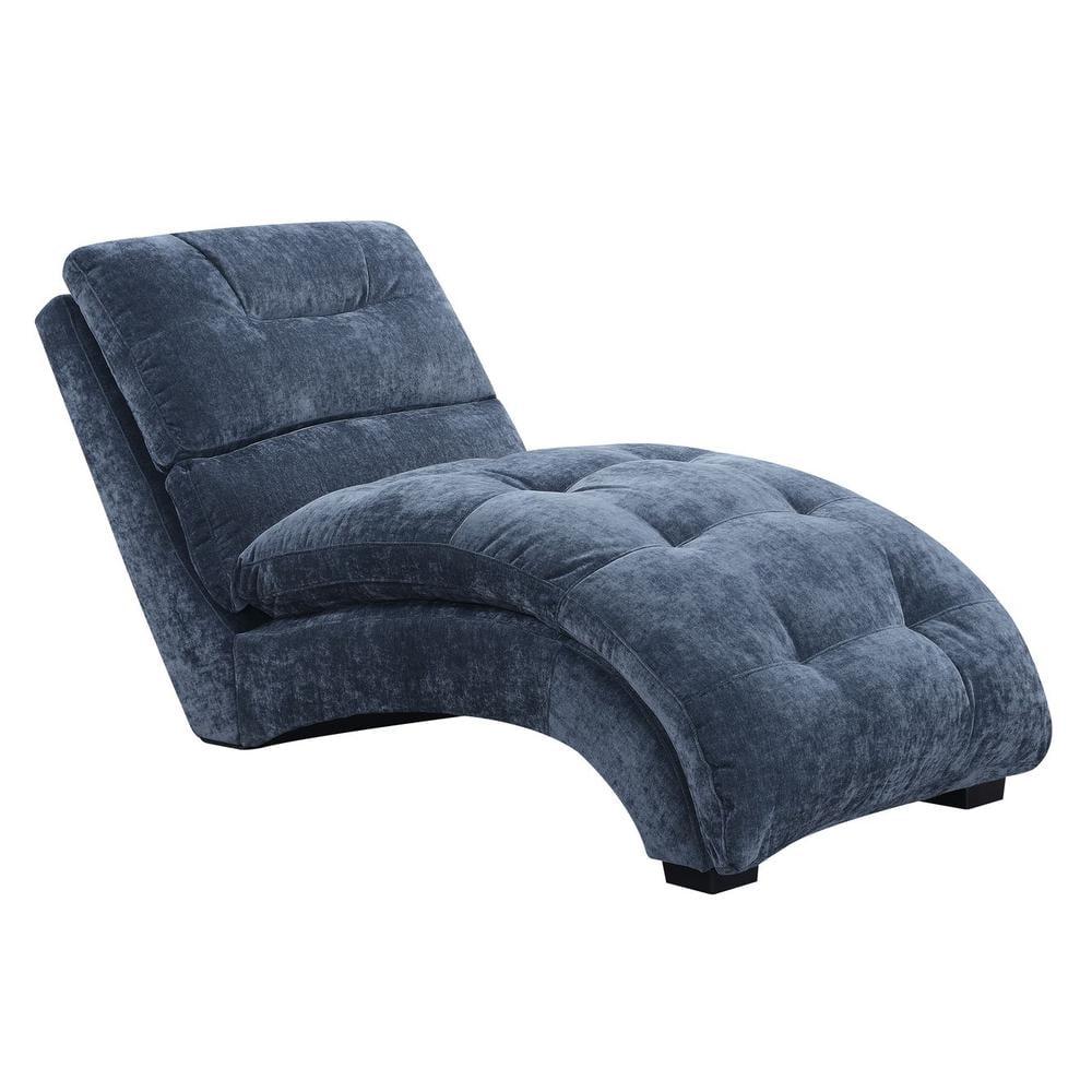 Slate Blue Microfiber Tufted Chaise Lounger