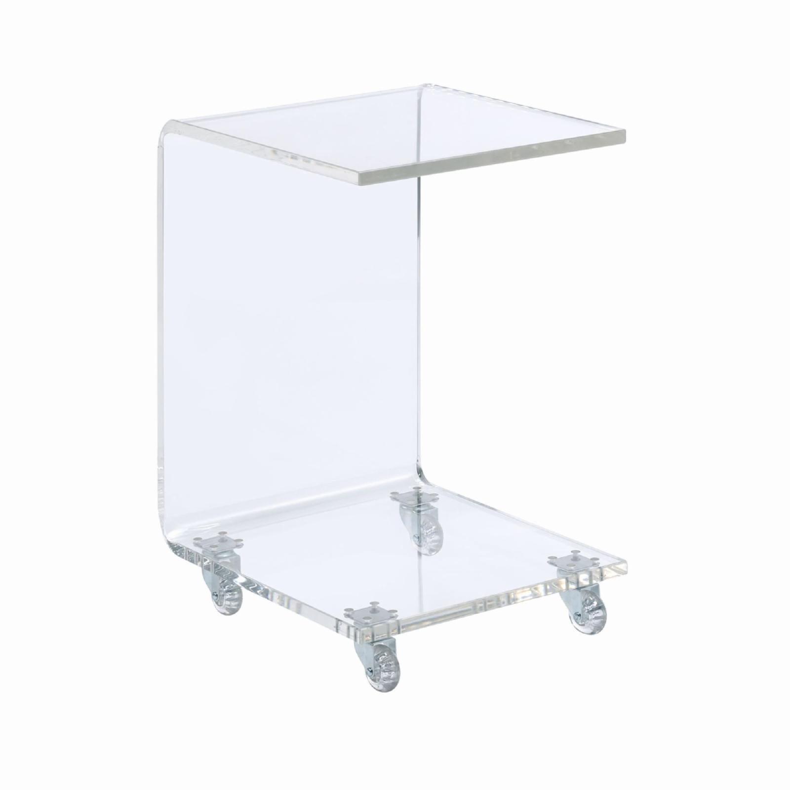 Clear Acrylic Rectangular Snack Table with Removable Casters