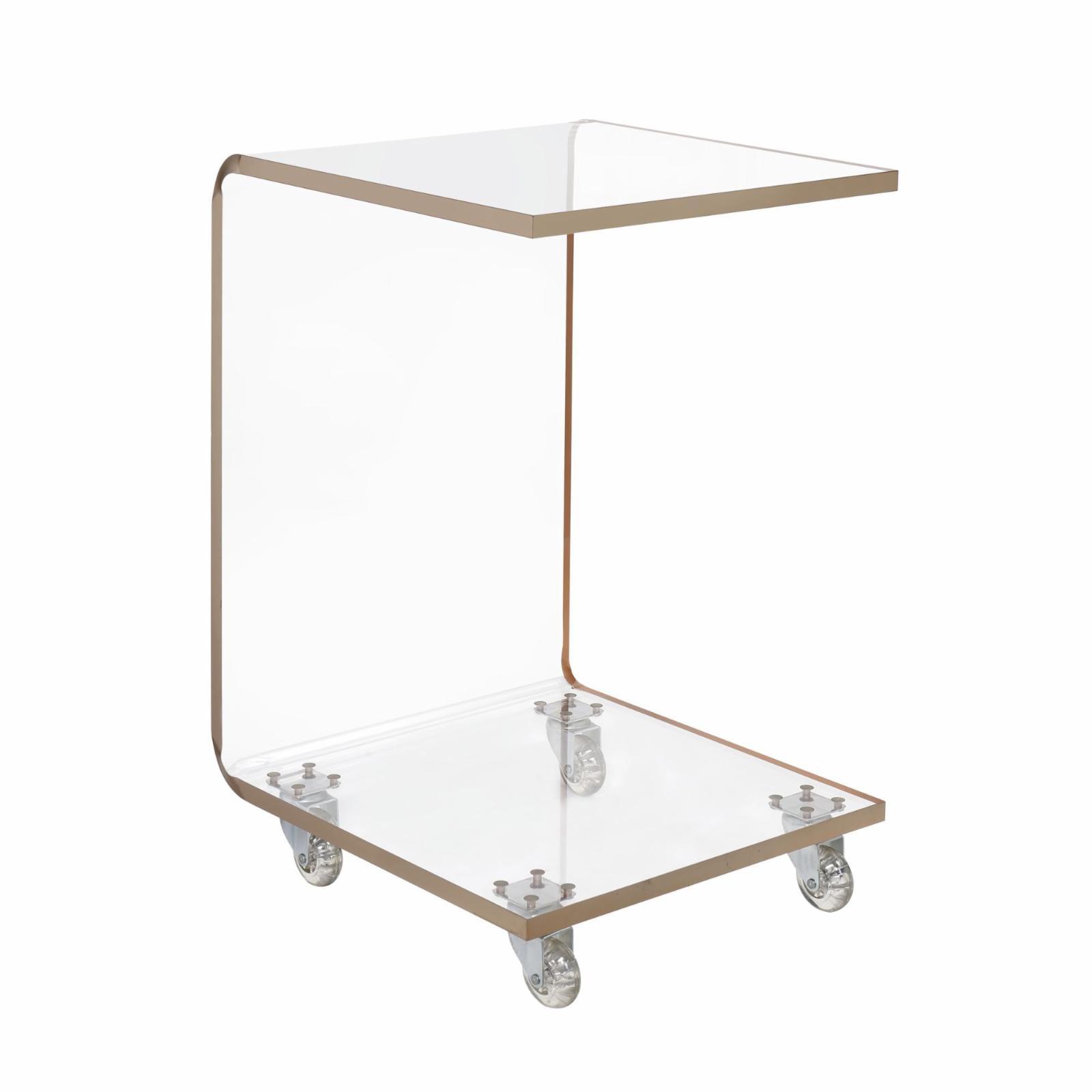 Clear Acrylic Rectangular C-Shape Accent Table