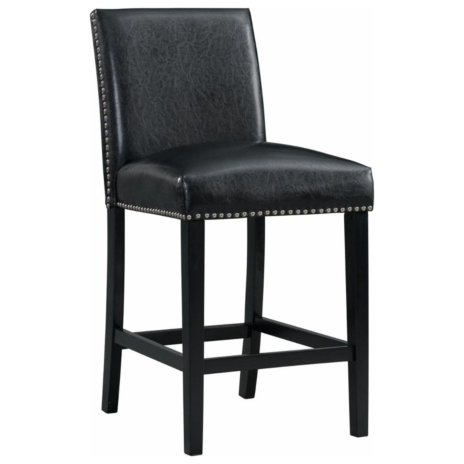 Pia Polished Black Faux Leather Upholstered Parsons Side Chair