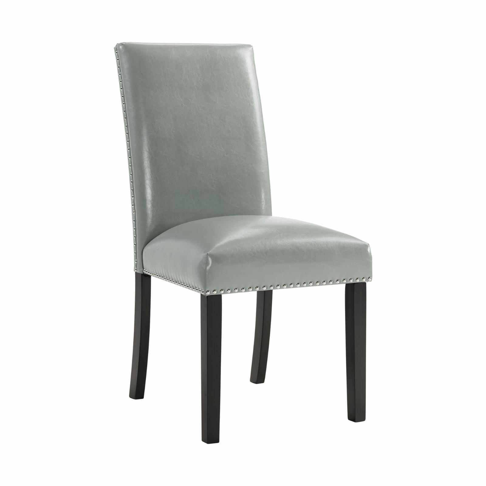 Gray Faux Leather Upholstered Parsons Side Chair Set