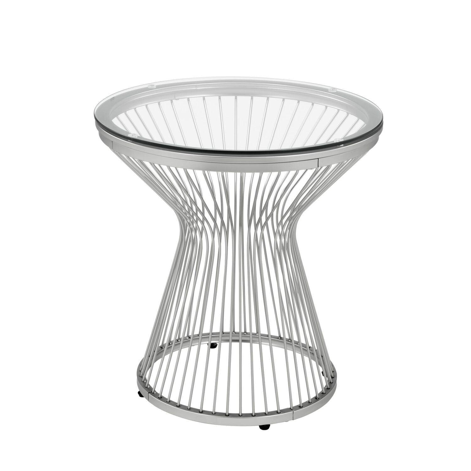 Contemporary 24" Chrome Metal & Glass Round End Table