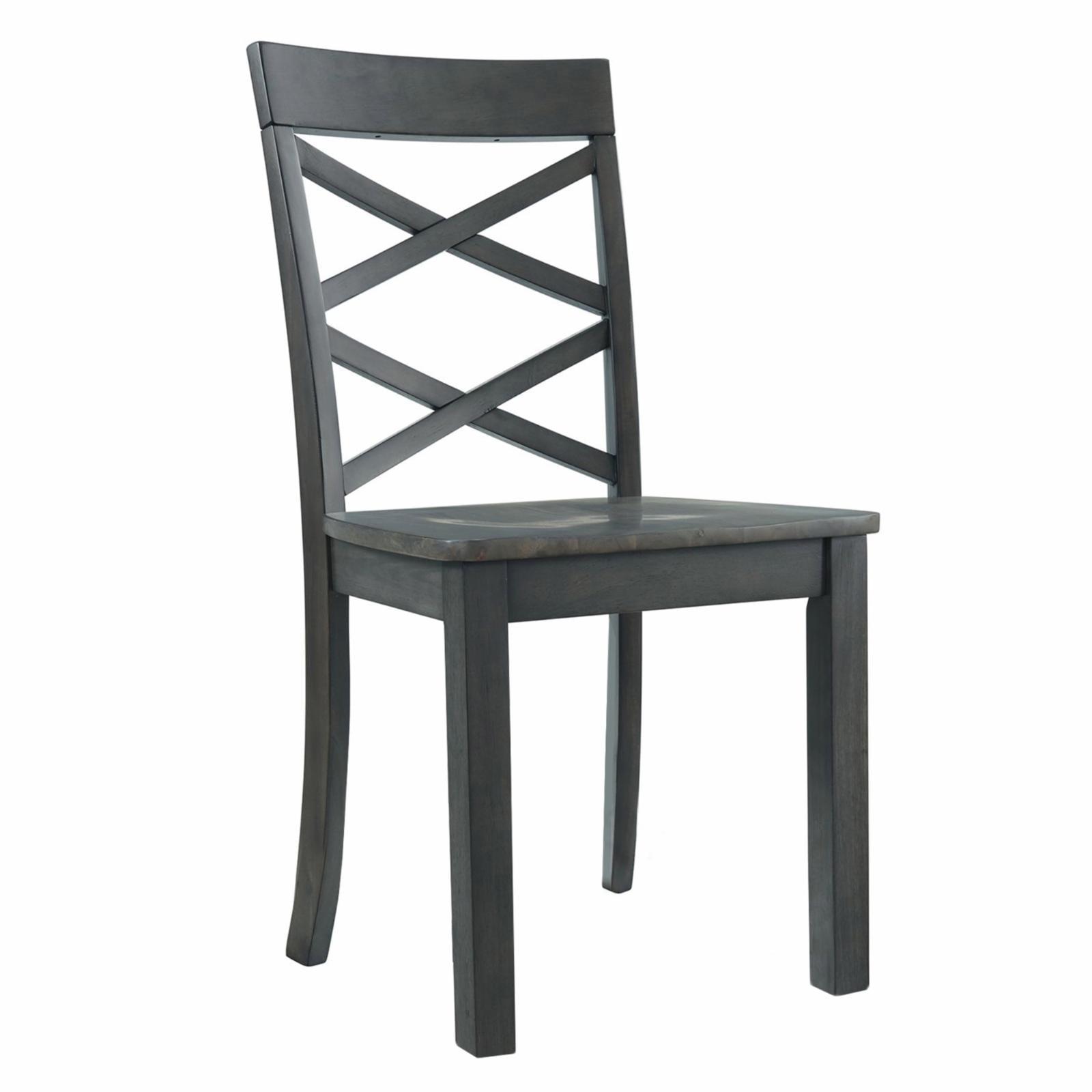 Gray Acacia Wood Cross Back Dining Side Chair