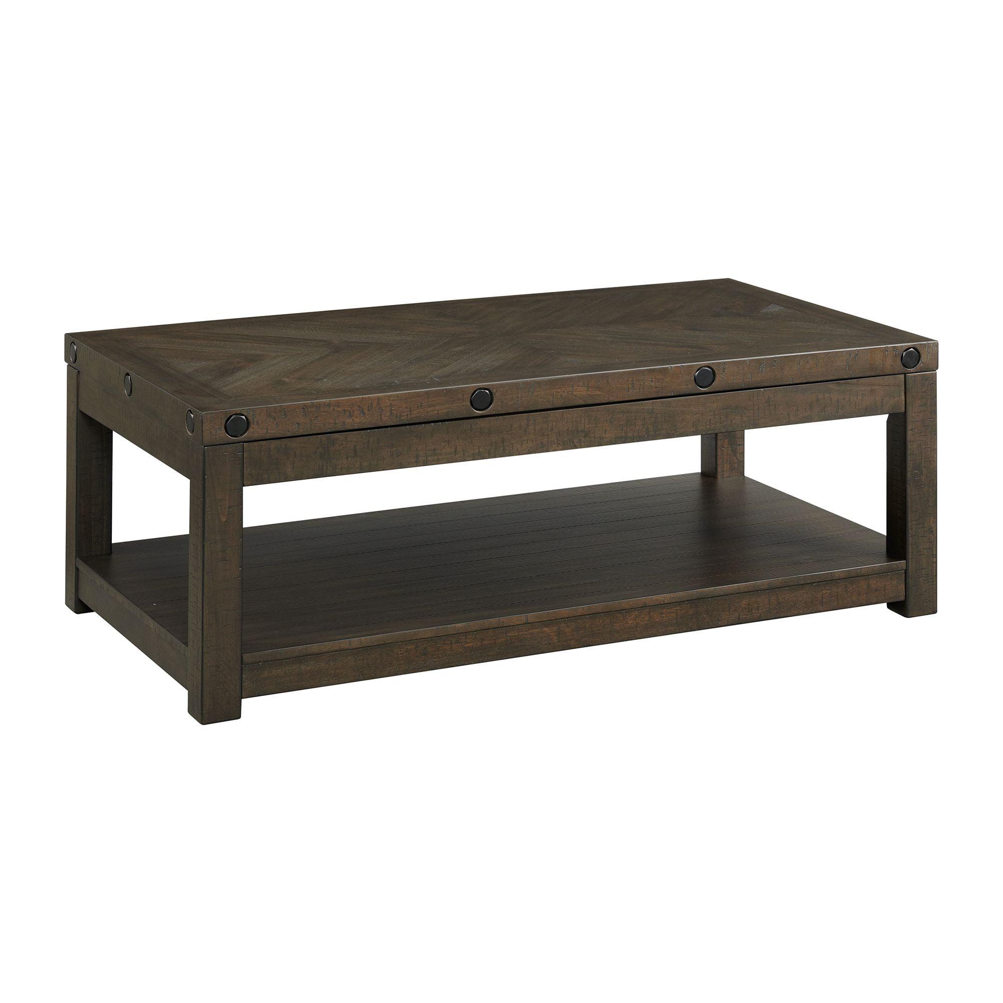 Transitional Charcoal Acacia Wood Rectangular Lift-Top Coffee Table with Storage