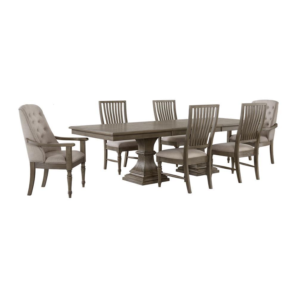 Royale 7-Piece Gray Extendable Double Pedestal Dining Set