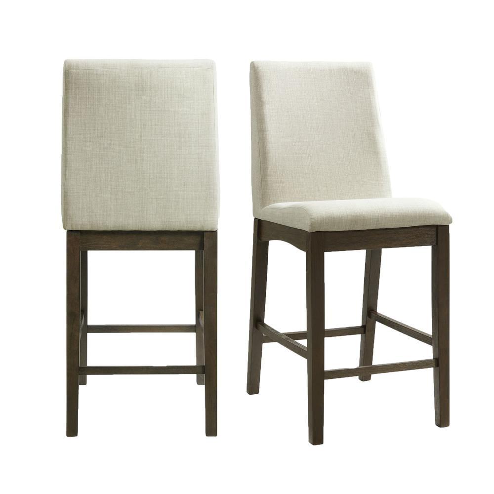 Simms Counter Height Side Chair Set Walnut - Picket House Furnishings: Upholstered, Modern Design, Fixed Height