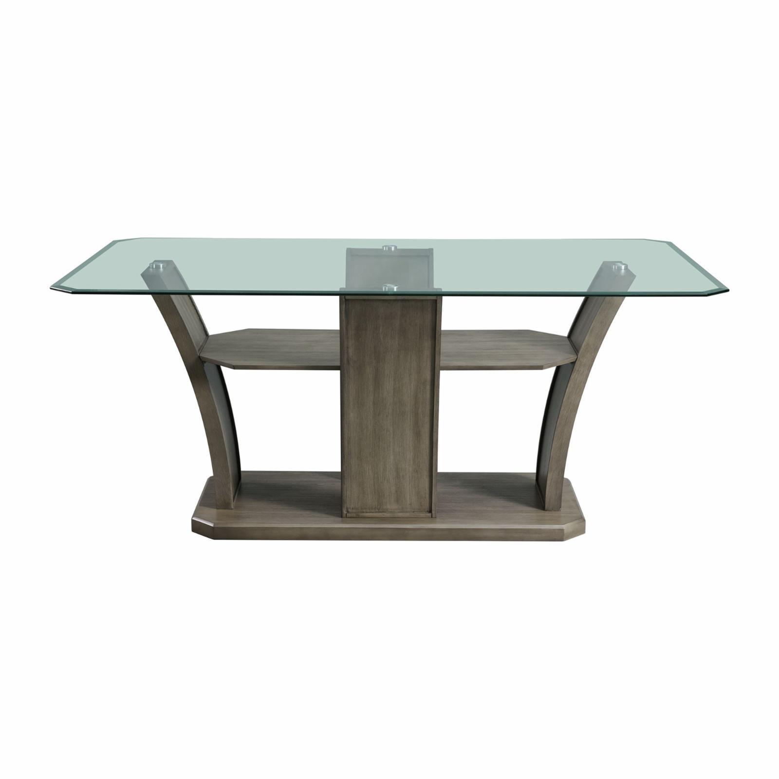 Simms 72'' Gray Glass Top Rectangular Dining Table