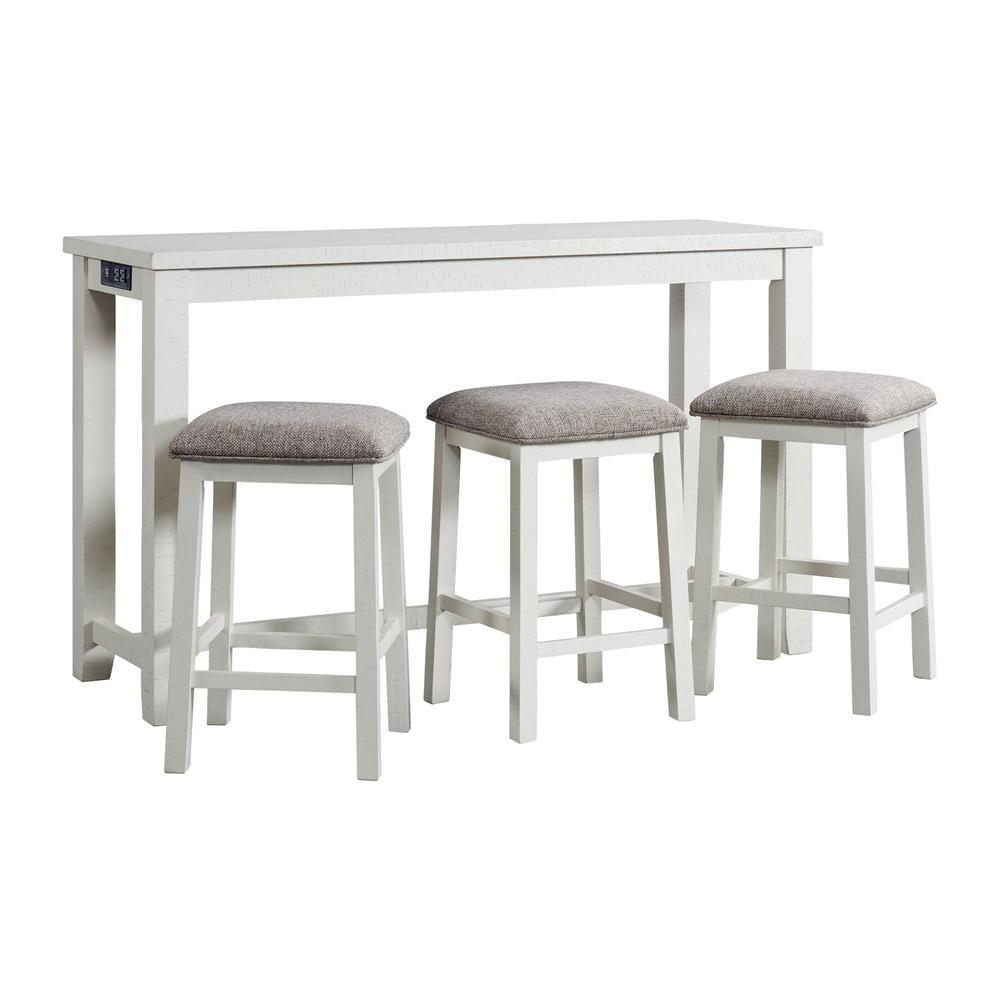 Stanford Multipurpose Dining Table Set White - Picket House Furnishings: 4-Piece, High Top, MDF Frame, Polyester Upholstery