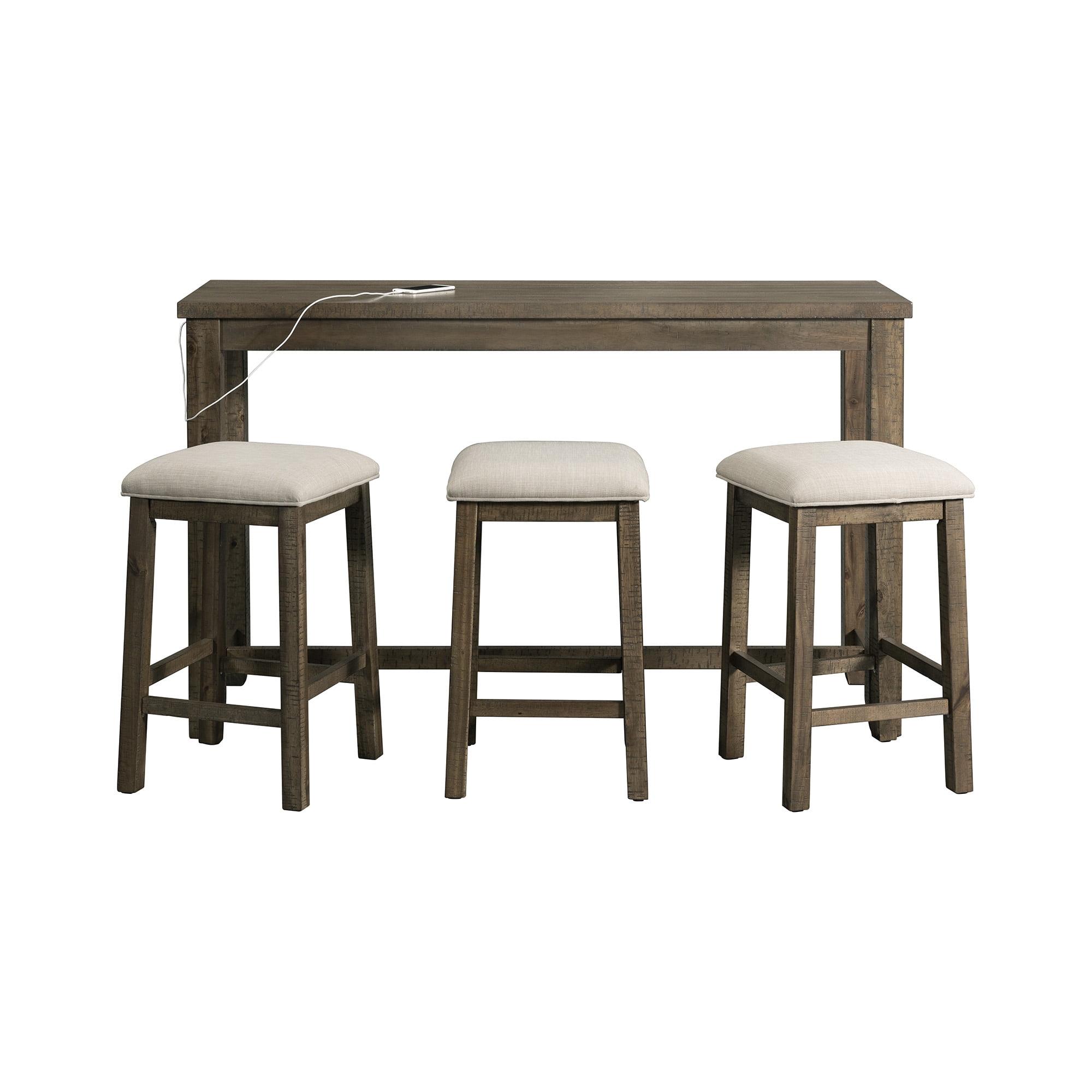 Gray Transitional Rectangular Pub Table Set with 4 Chairs