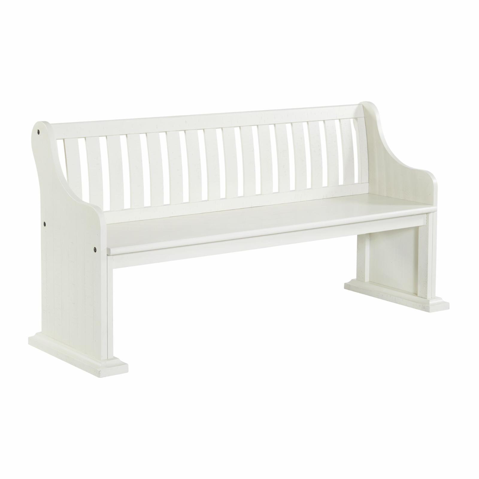 Rustic White Solid Wood 68" Pew Bench with Lath Back Design
