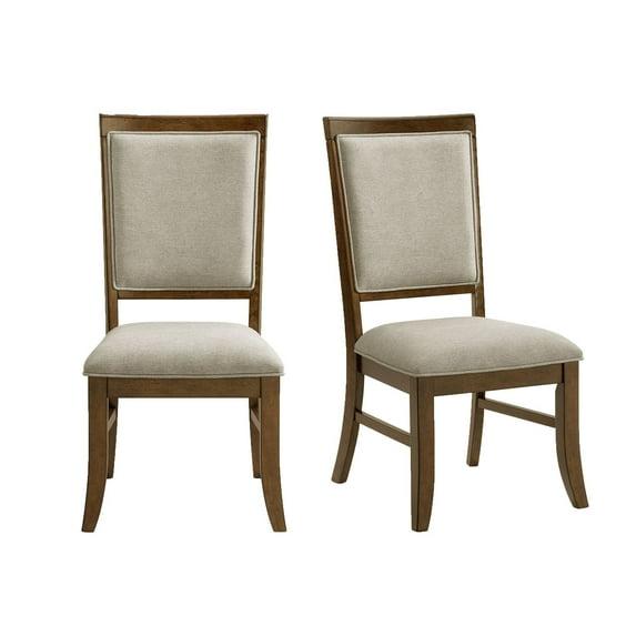 Picket House Furnishings Stark Dining Side Chair with Grey Fabric in Cherry (2 Per Carton) (Set of 2)