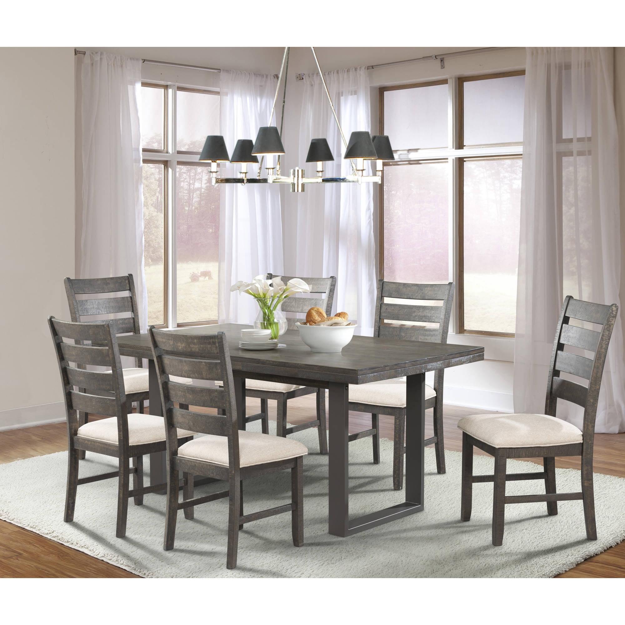 Sullivan 7-Piece Modern Rustic Dining Set with Cream Cushions