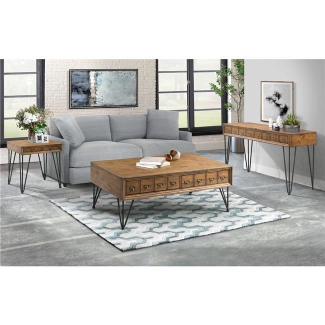 Tanner Sofa Table Light Walnut - Picket House Furnishings: Storage, Hairpin Legs, Apothecary Drawers