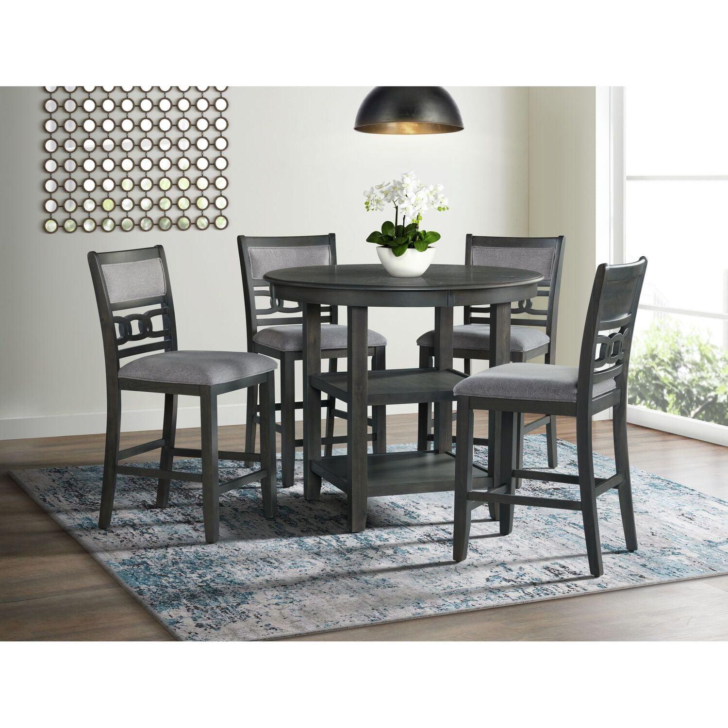 5pc Taylor Counter Height Dining Set with Shelf & Faux Leather Chairs - Picket House Furnishings