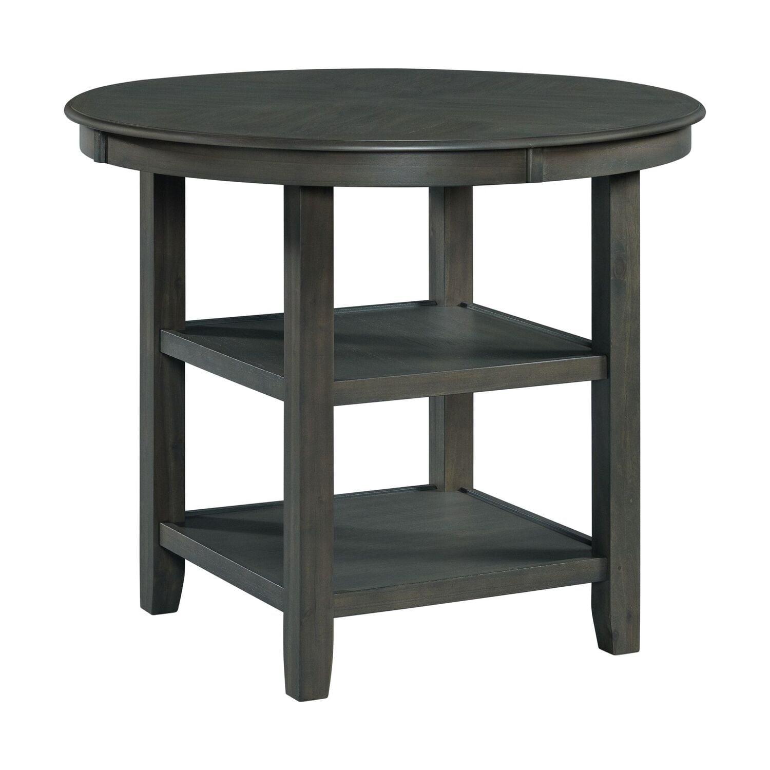 Dark Wood Round Acacia Transitional Counter Height Dining Table