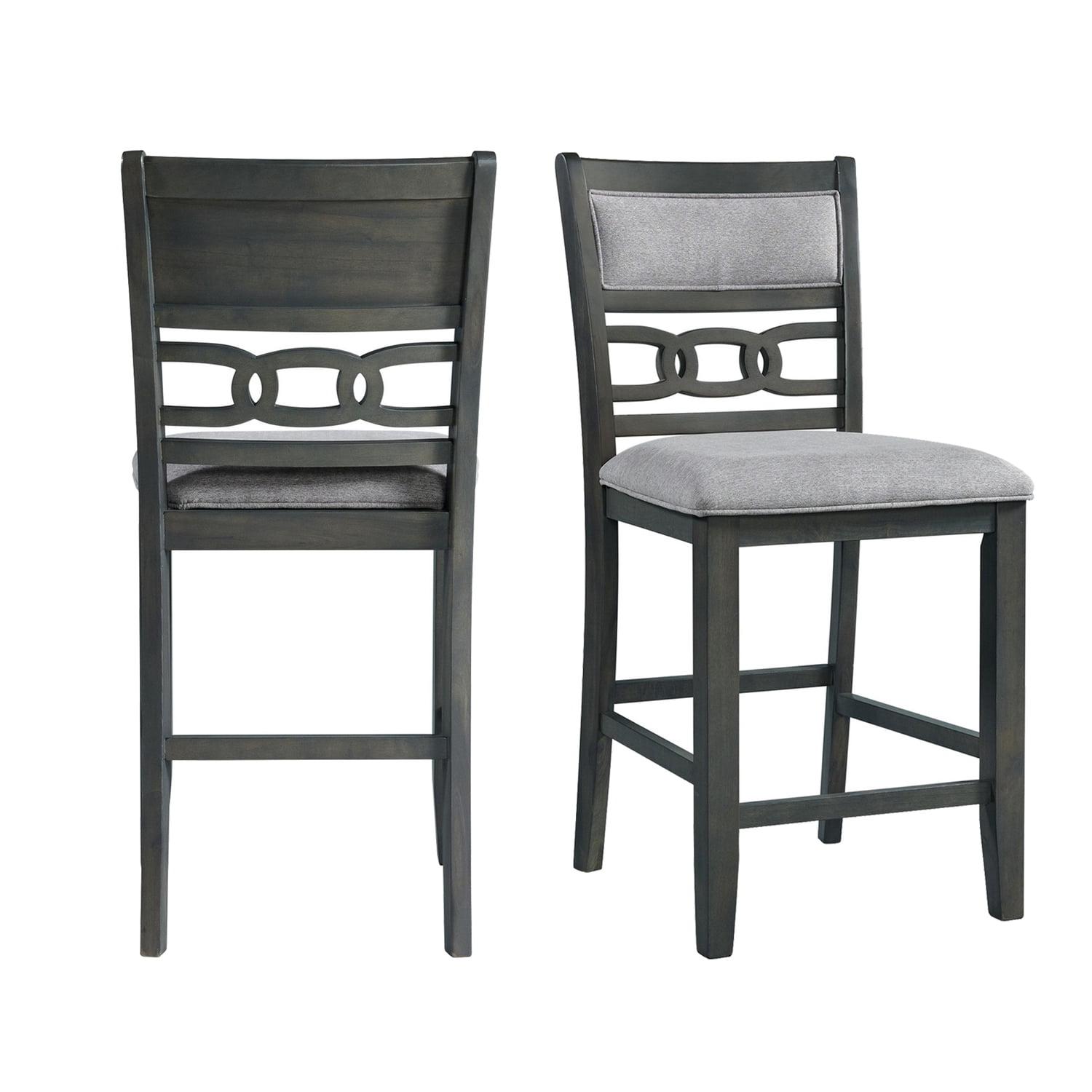 Transitional Gray Upholstered Wood Side Chair Set with Link Design