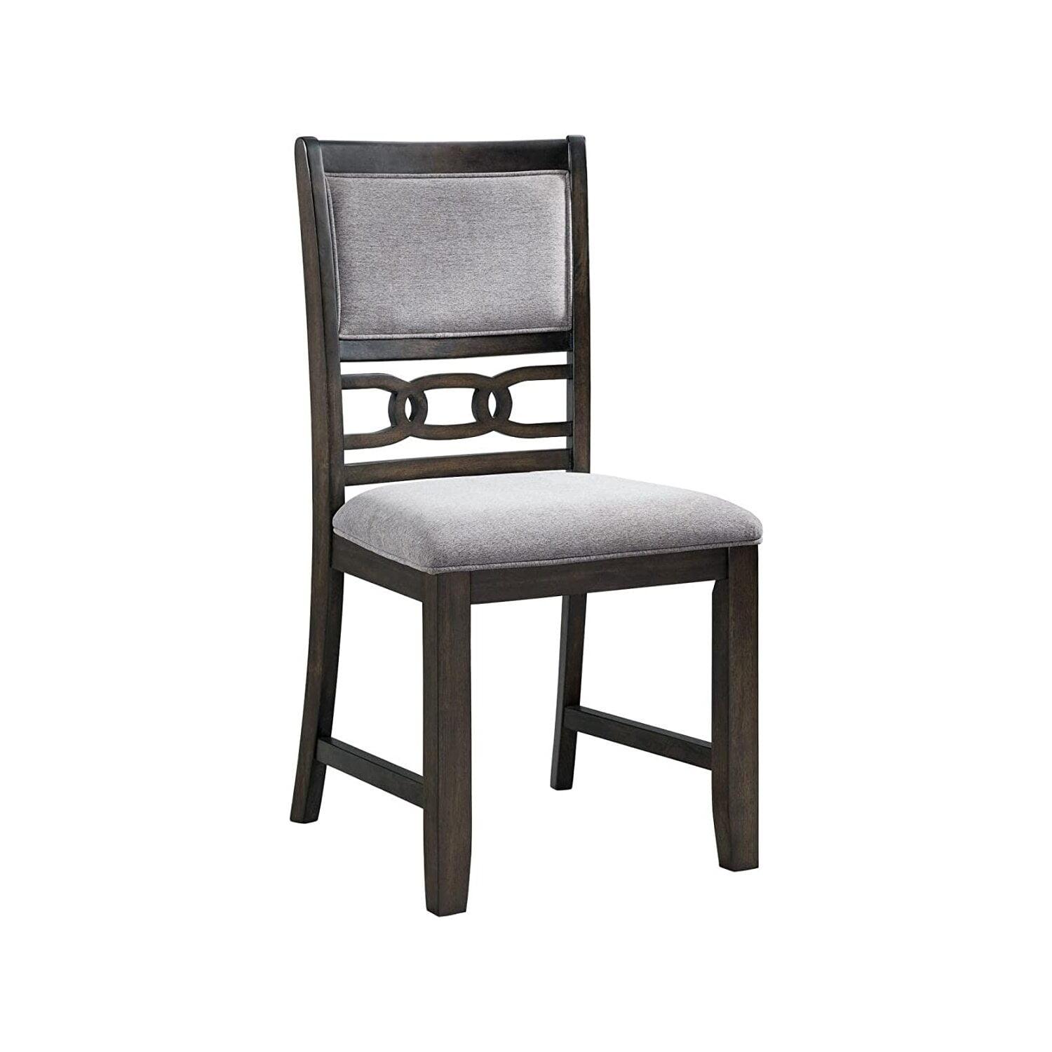 Walnut Upholstered Standard Height Side Chair with Gray Fabric