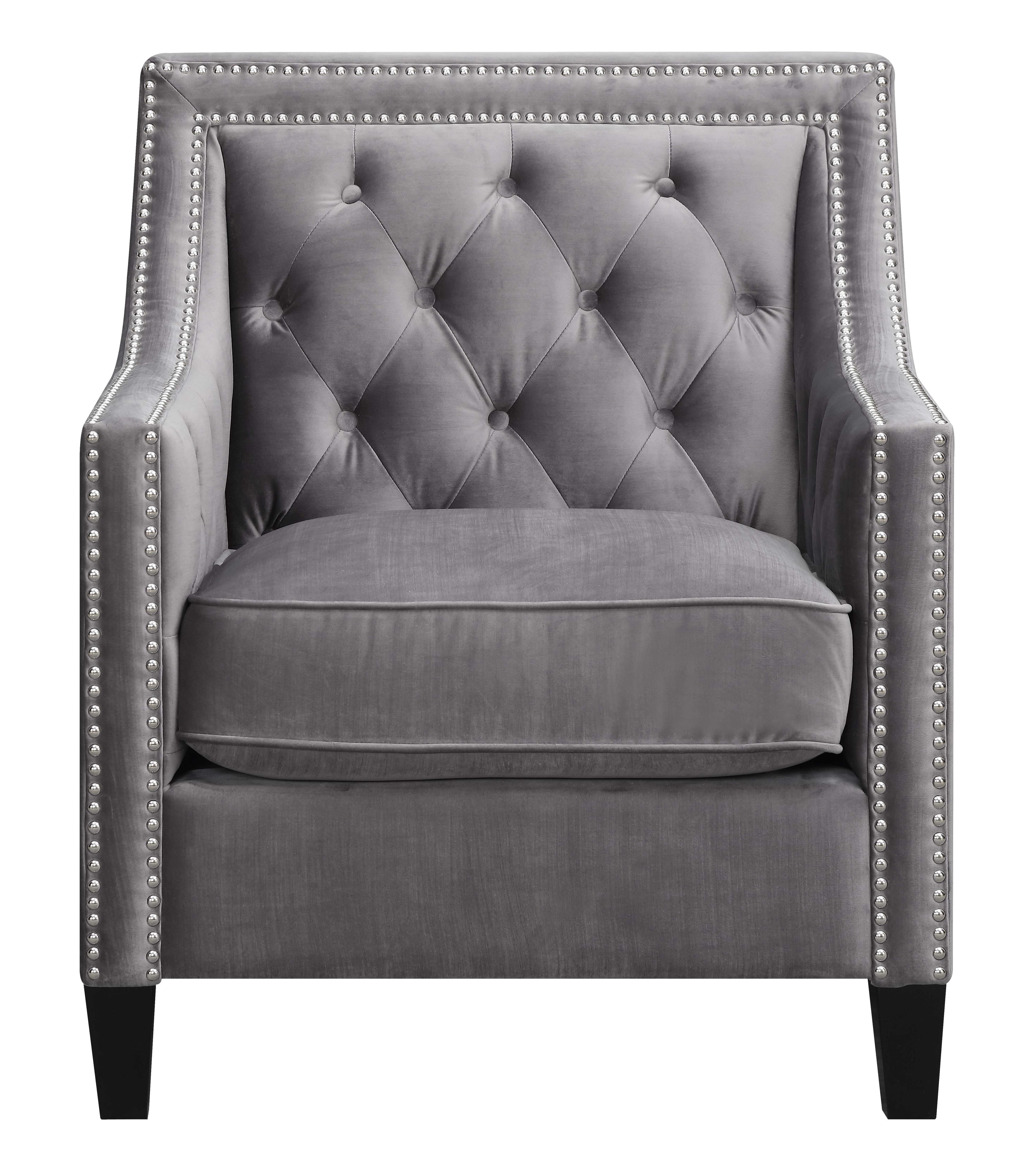 Teagan 30'' Gun Metal Gray Velvet Transitional Accent Chair