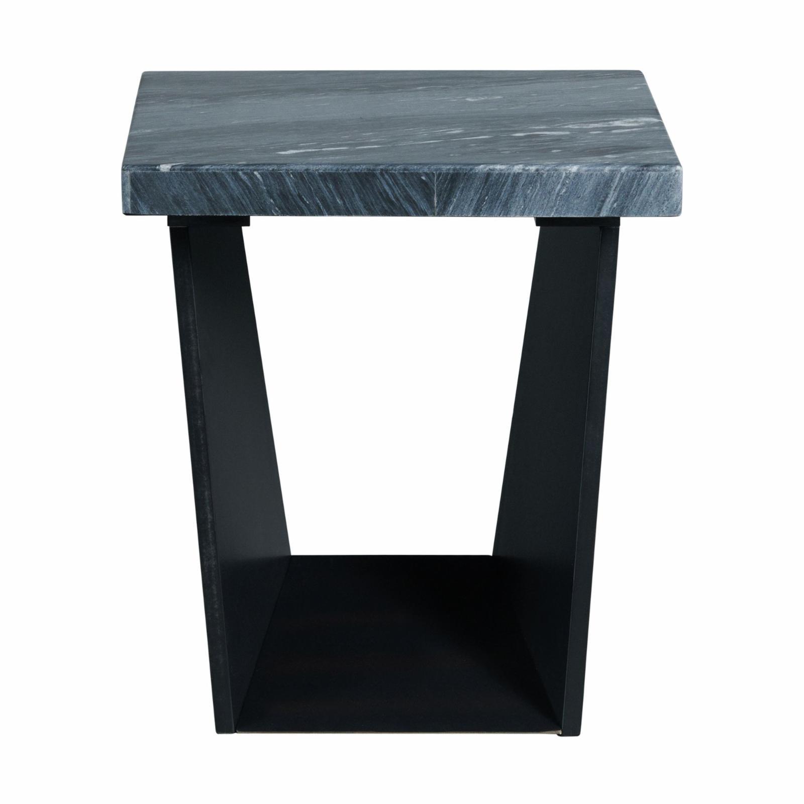 Contemporary Dark Gray 22" Square Wood & Stone End Table