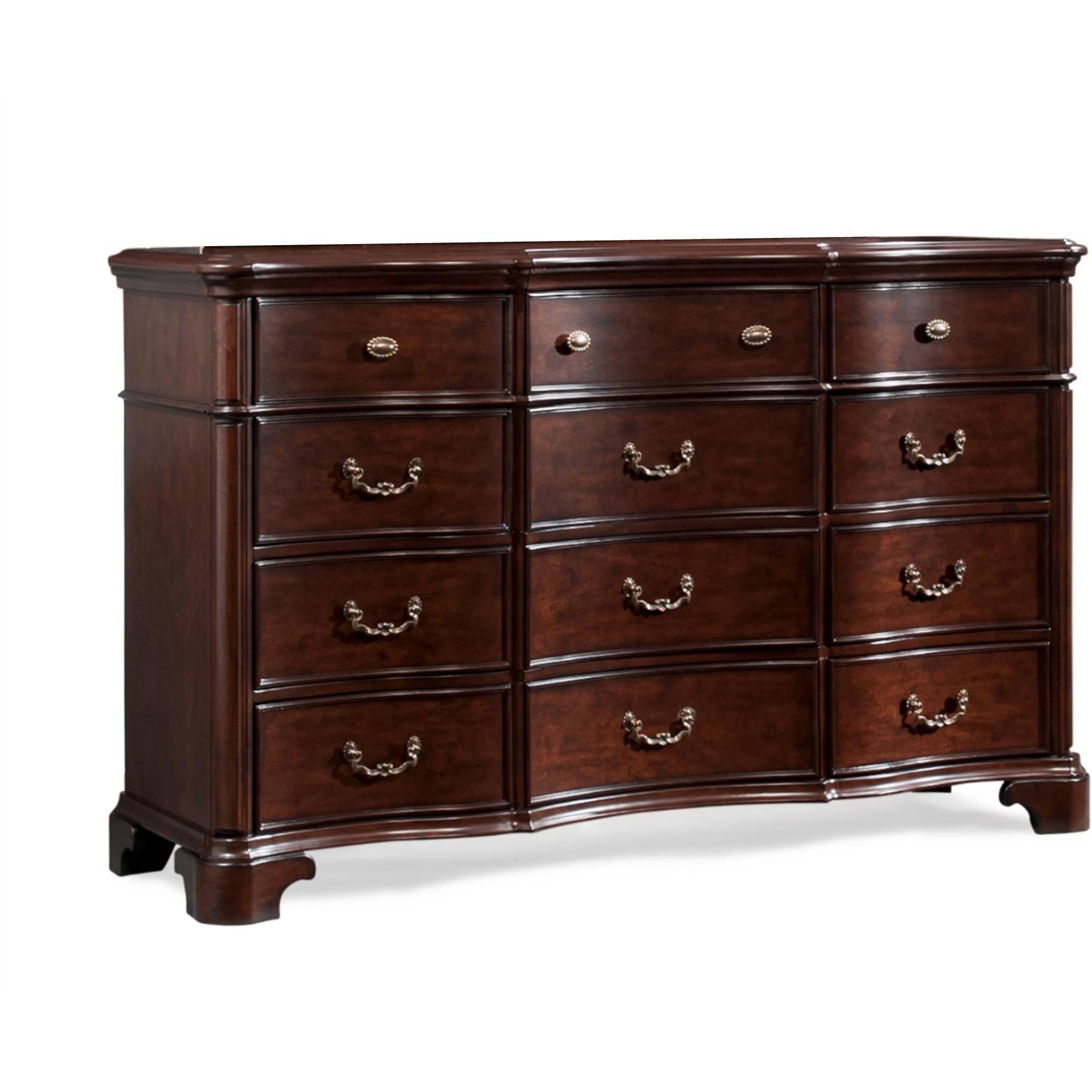 Tomlyn 68" Dark Cherry Poplar Wood Dresser with Felt Lined Drawers