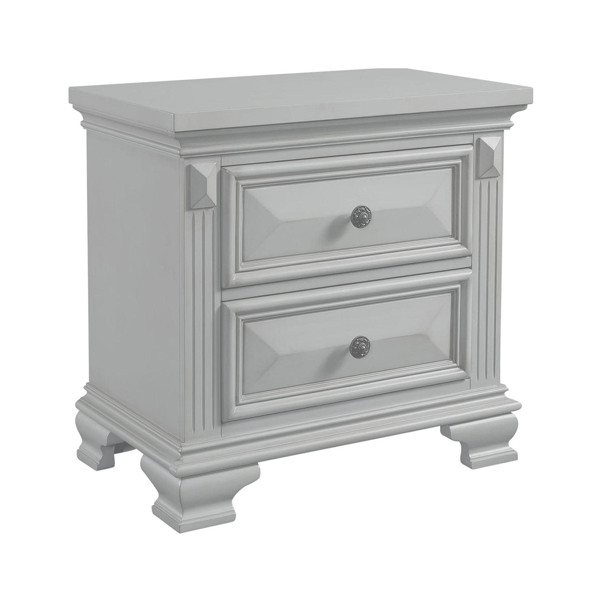 Trent Gray 2-Drawer Transitional Nightstand with Cedar Lining