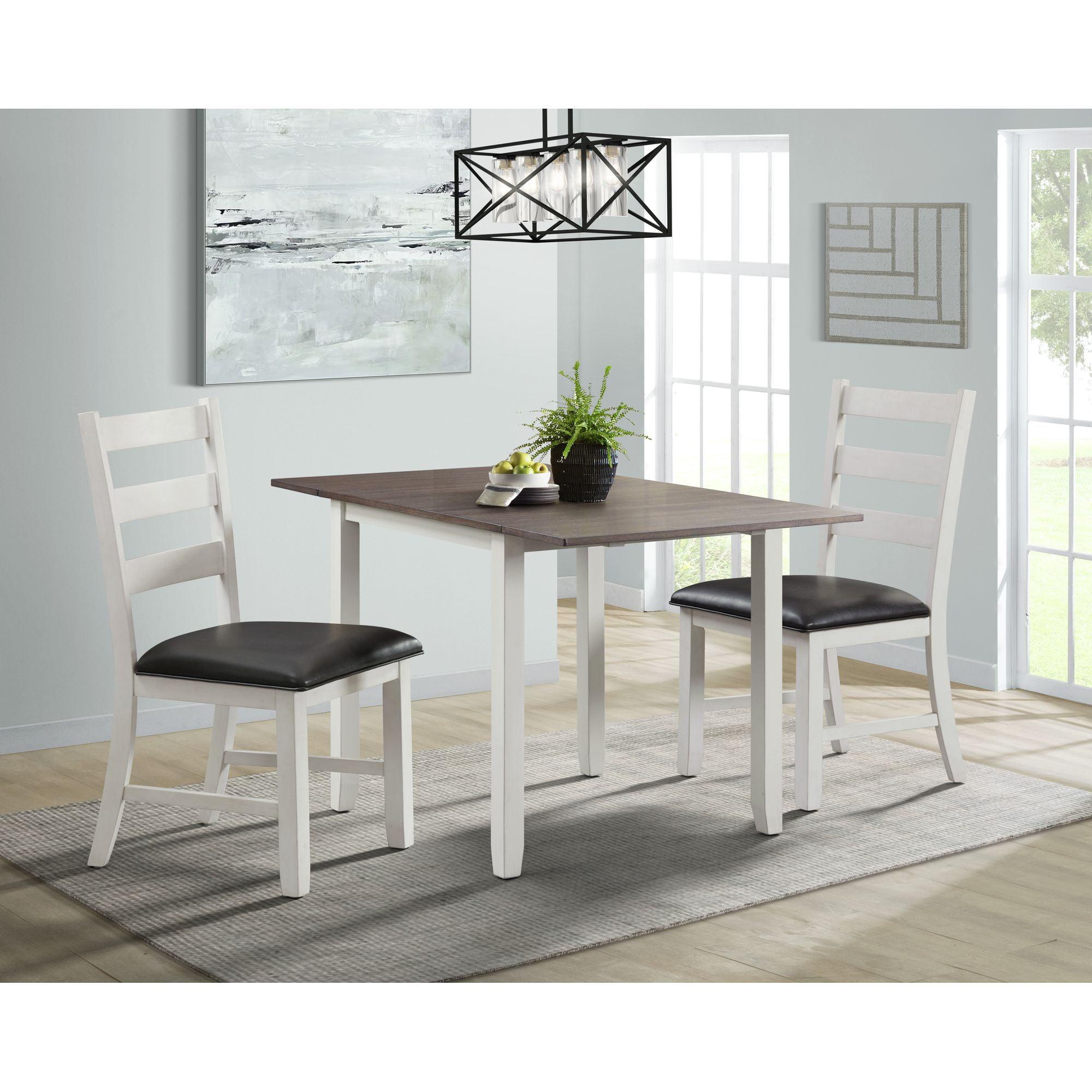 Tuttle Brown and White Drop Leaf Dining Set with Ladder Back Chairs