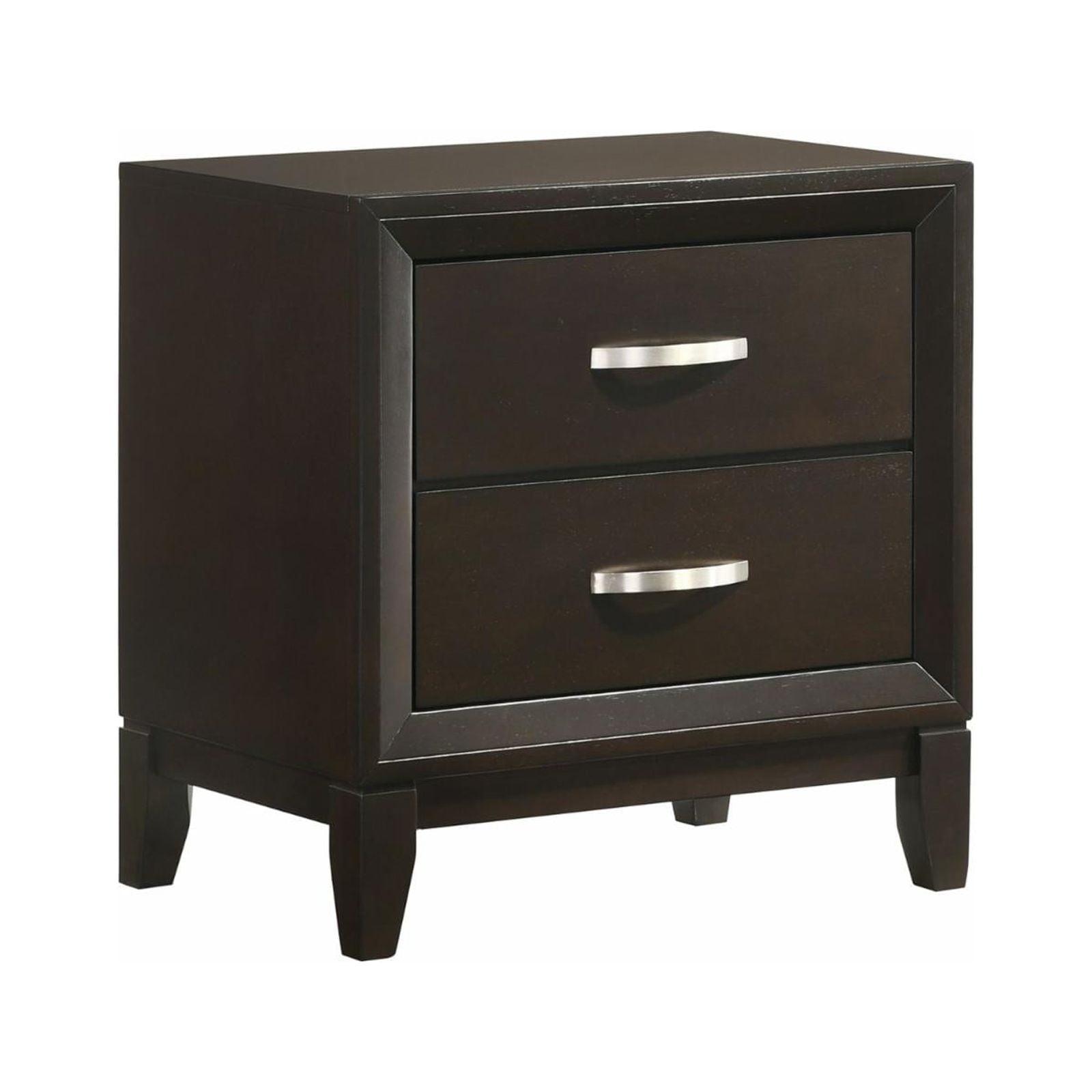 Merlot 2-Drawer Plywood and Rubber Wood Nightstand