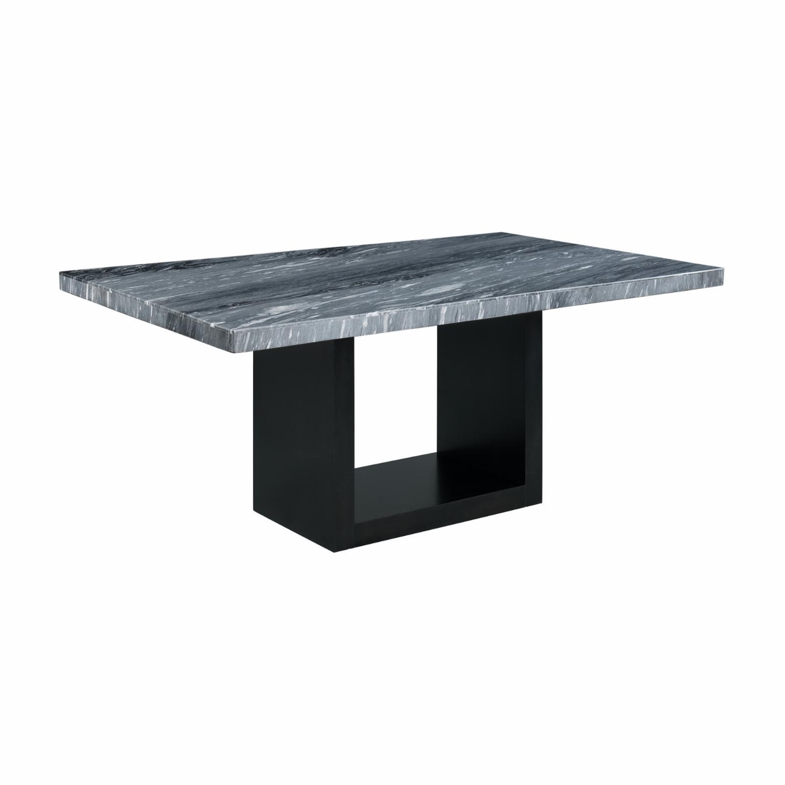 Gray Marble Rectangular Dining Table with Black Base