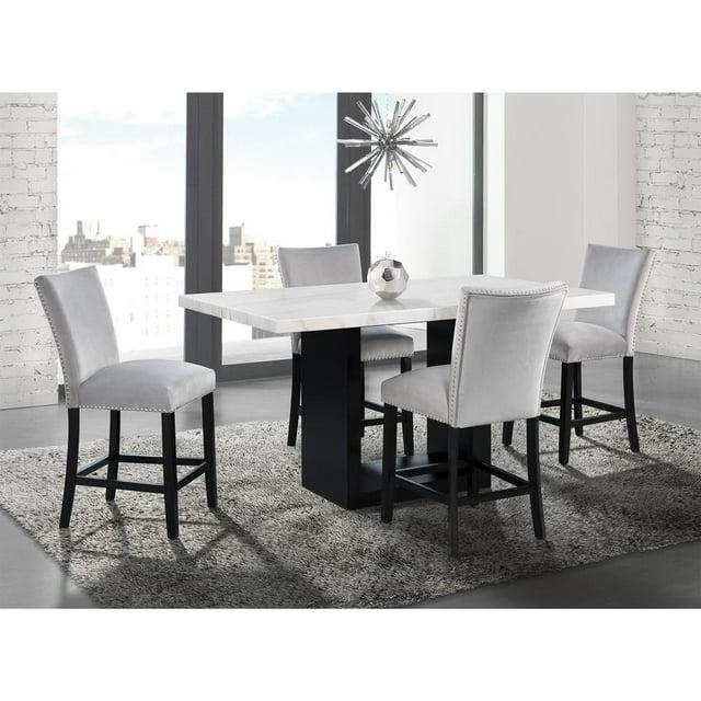 Willow Marble Counter Height Dining White - Picket House Furnishings: Chic Black Base, 6 Seats