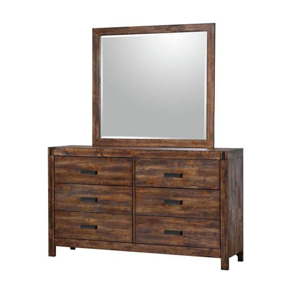 Wren 6 Drawer Dresser and Mirror Set Chestnut - Picket House Furnishings: Rustic Style, Felt-Lined & Dust Proof Storage