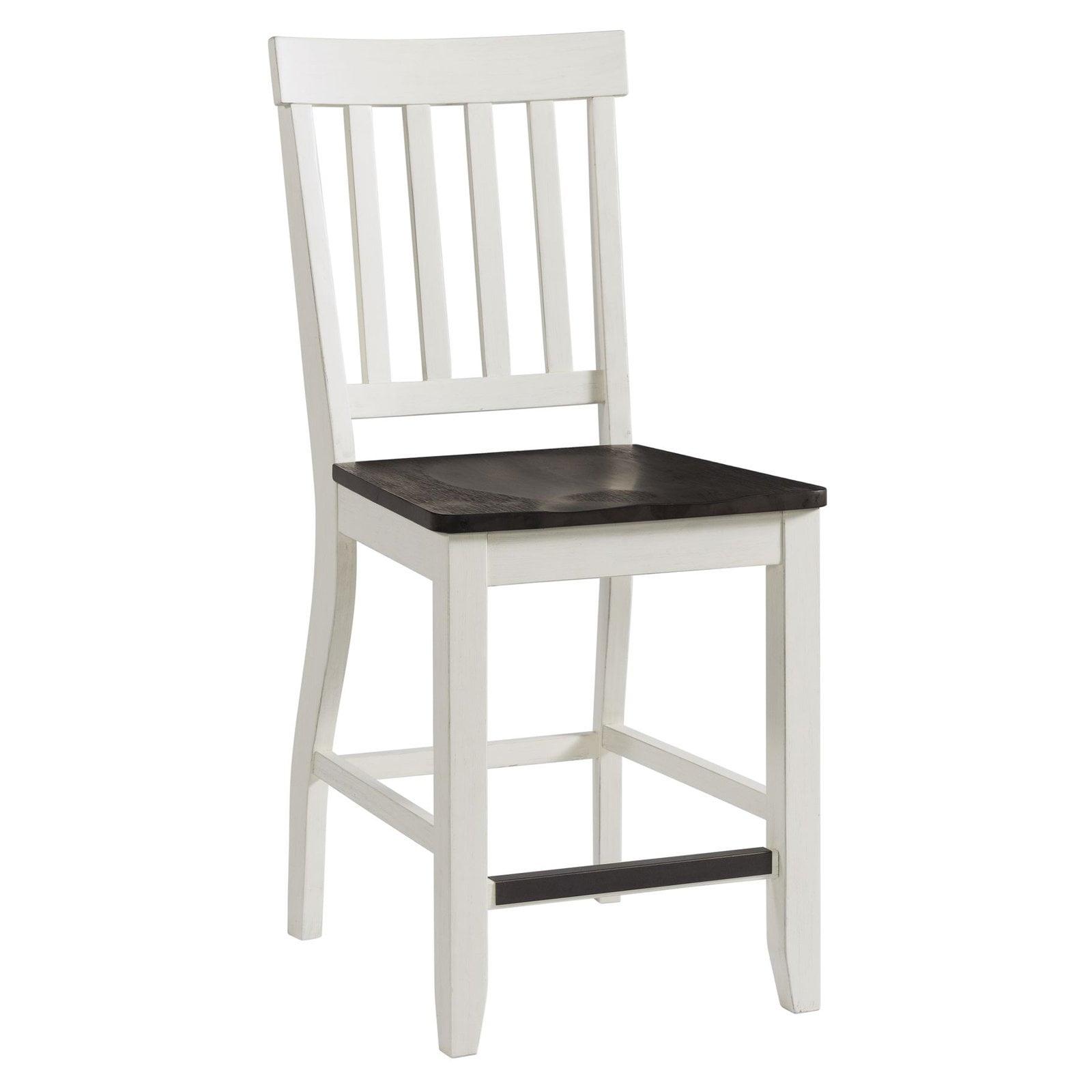 2pc Jamison Two-Tone Counter Height Barstool White - Picket House Furnishings: Mid-Century Modern, Armless, Slat Back