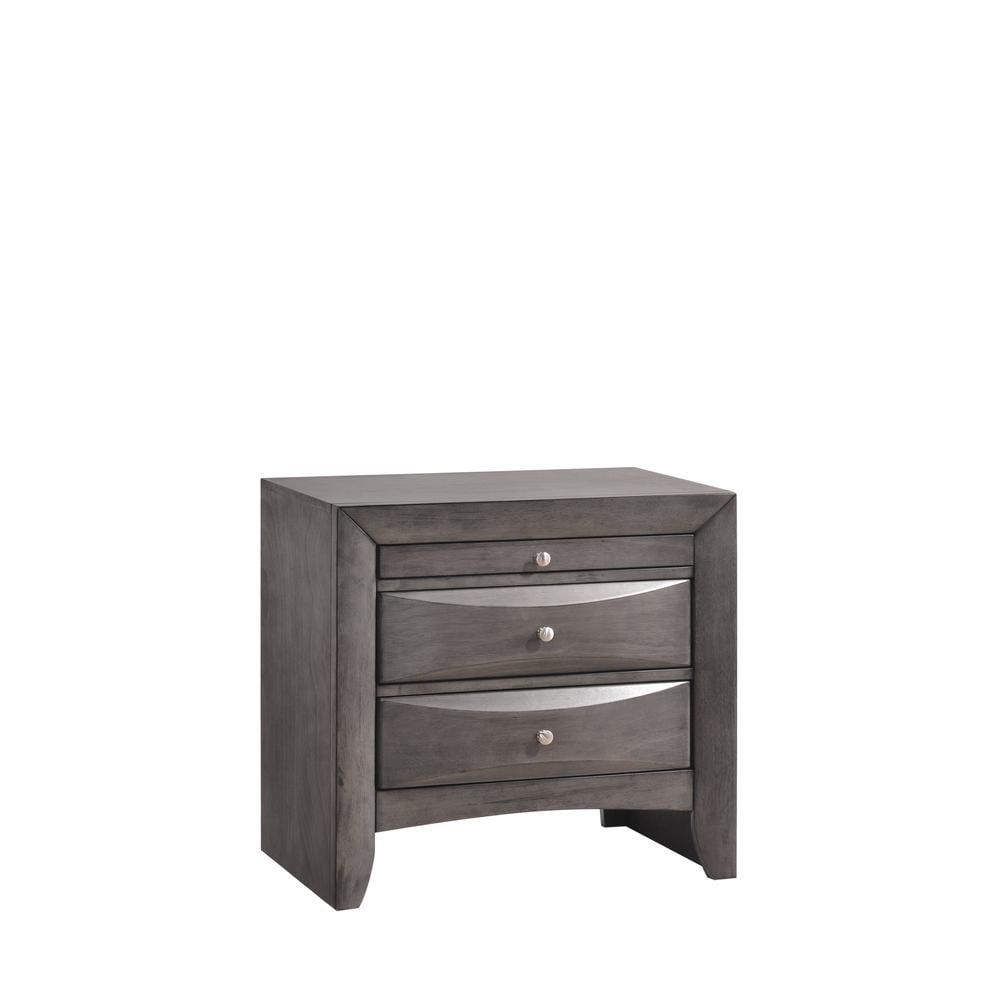 Madison Nightstand Gray - Picket House Furnishings: 2-Drawer with Pull-Out Tray, Metal Knobs, 26"H