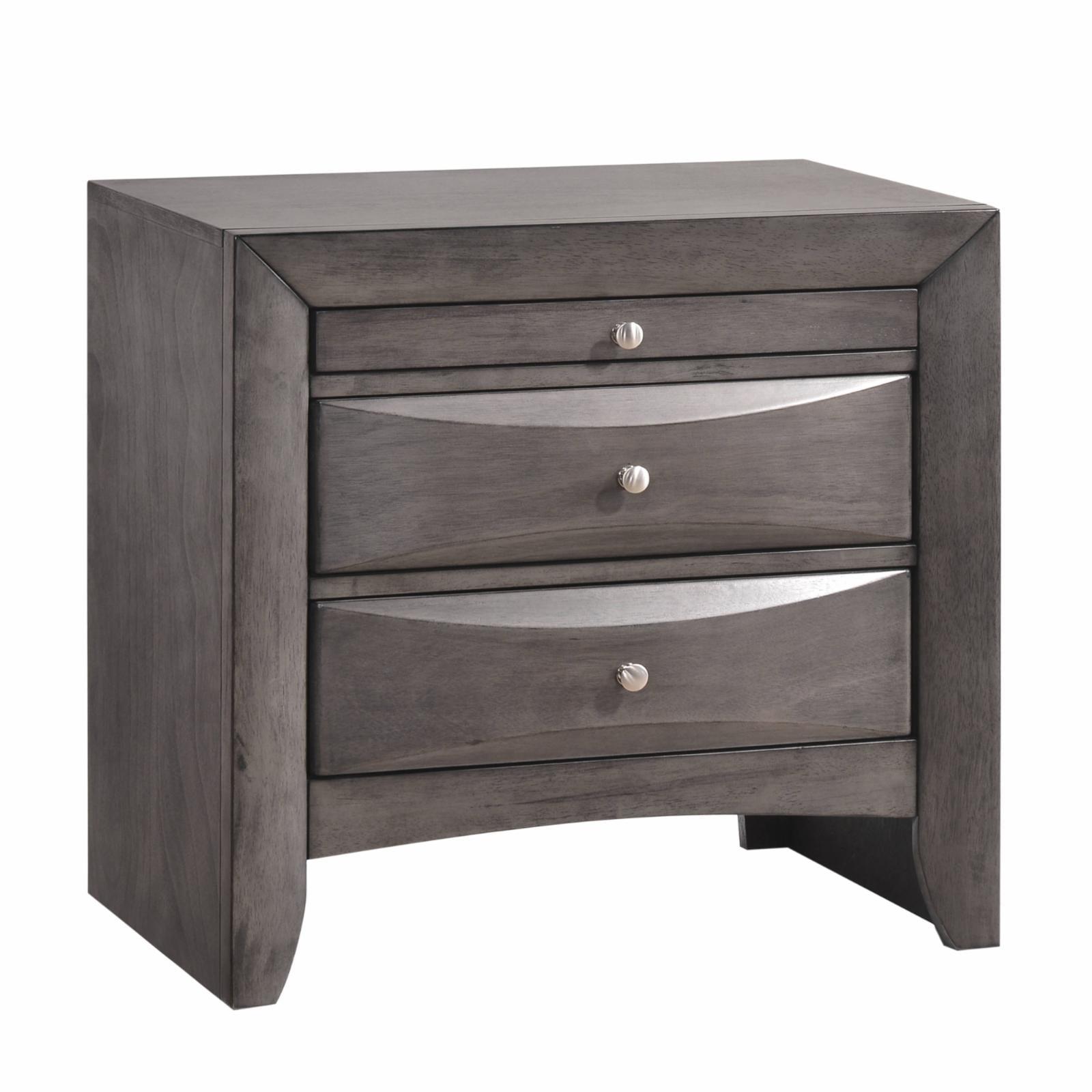 Madison Transitional 2-Drawer Gray Nightstand with Pull-Out Tray