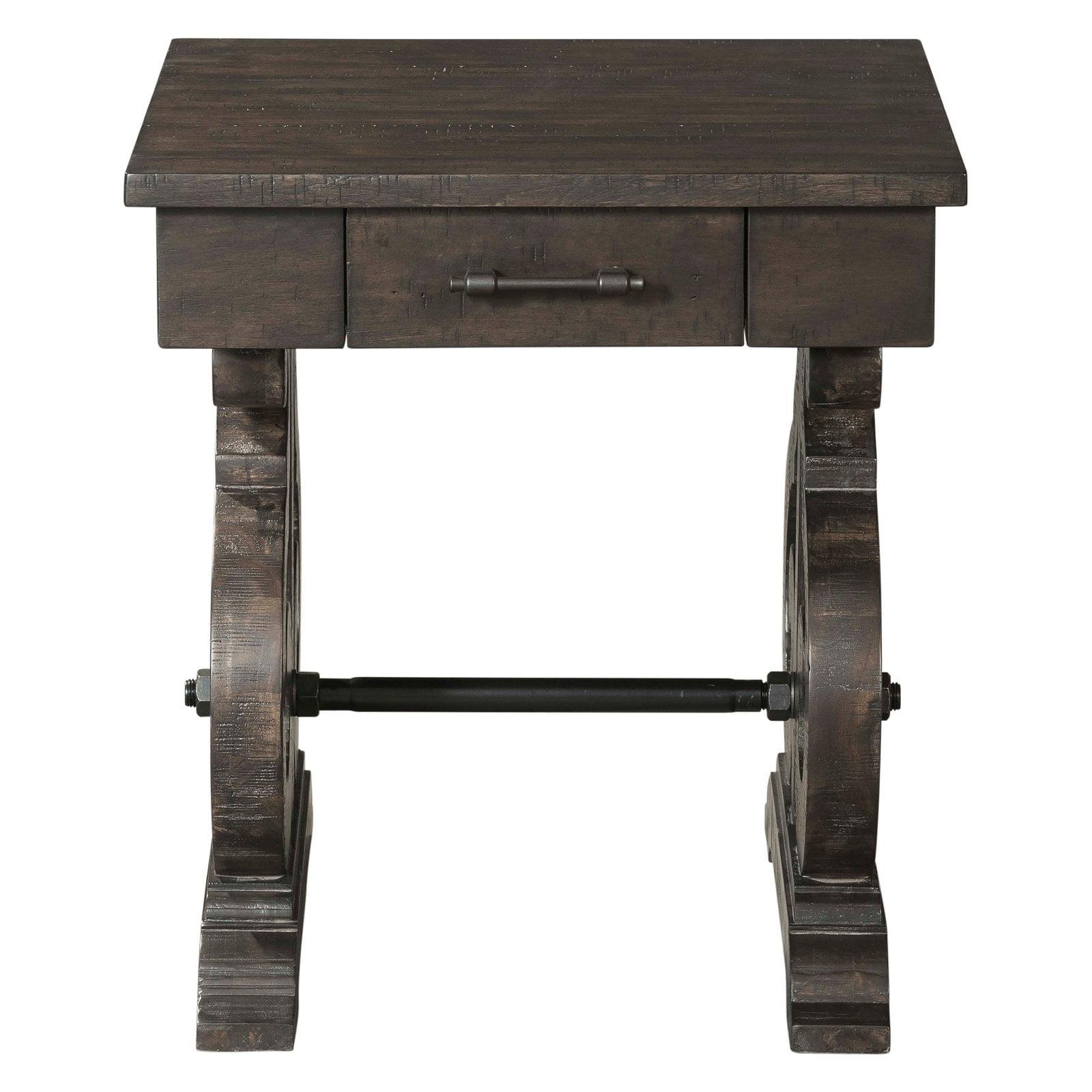 Stanford Smokey Walnut Square Wood Chairside Table with Drawer