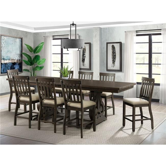 Stanford Light Brown Counter Height 9 Piece Dining Set with Slat Back Chairs