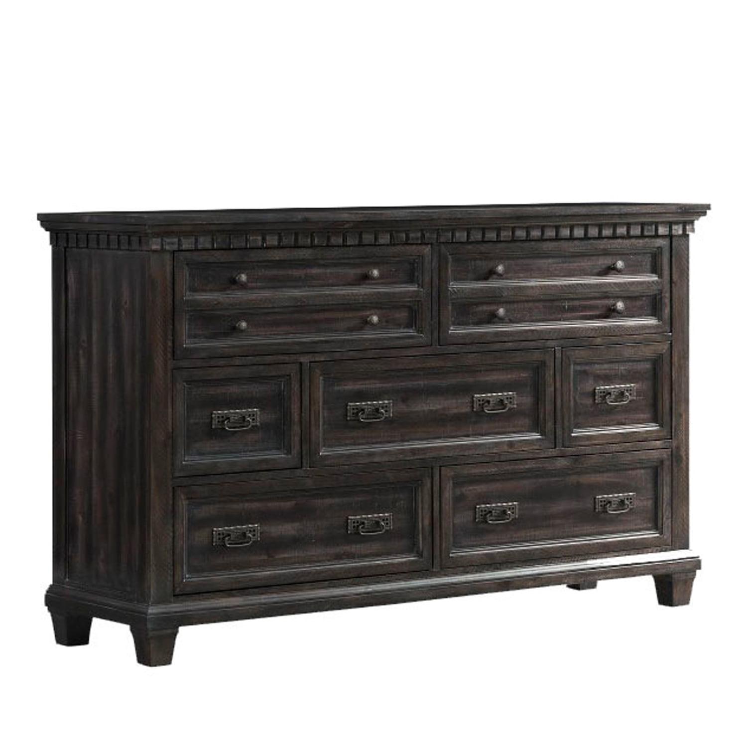 Smokey Walnut 7-Drawer Traditional Dresser with Hidden Compartments