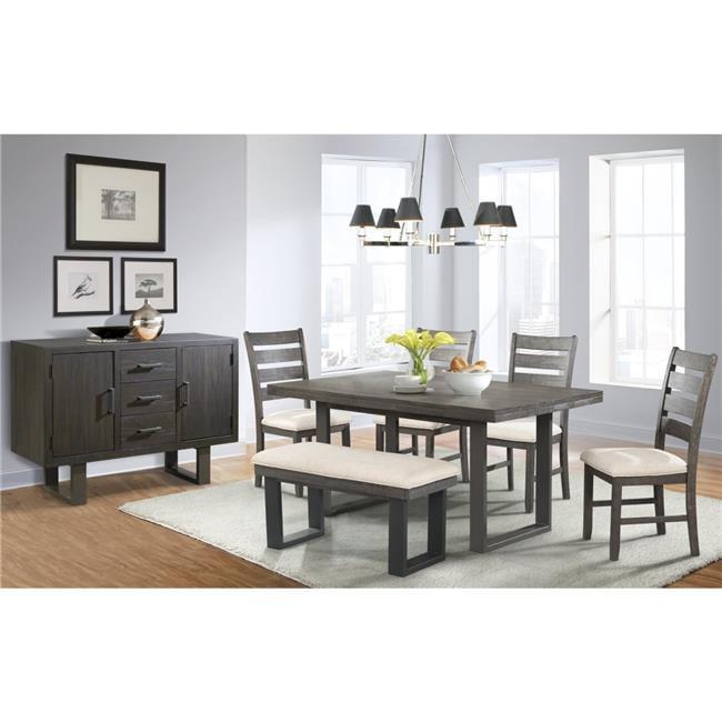 Picket House Furnishings Sullivan Dining Table Dark Ash: Modern Lacquered Rubberwood, Seats 6, Double Pedestal