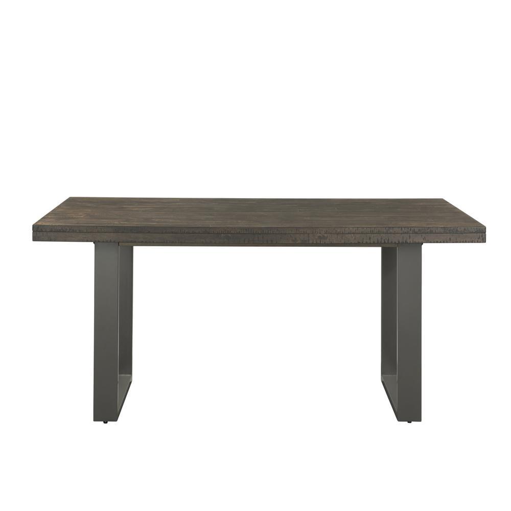 Picket House Furnishings Sullivan Dining Table Dark Ash: Modern Lacquered Rubberwood, Seats 6, Double Pedestal