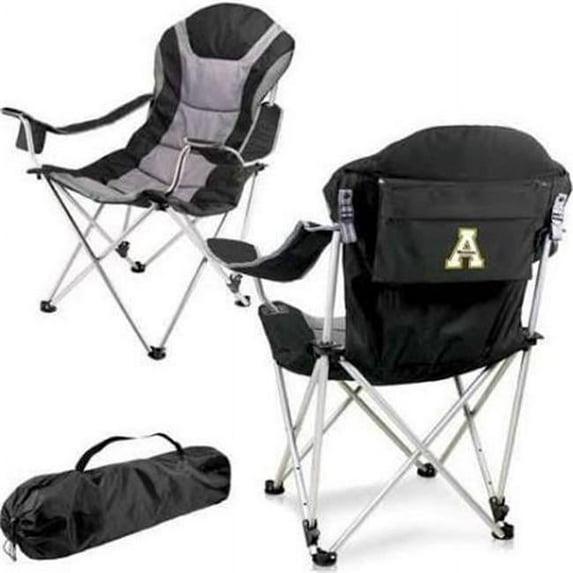 Picnic Time 803-00-175-794-0 Appalachian State Mountaineers Digital Print Reclining Camp Chair, Black