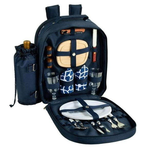 Picnic at Ascot Deluxe Picnic Backpack for Two - Trellis Blue