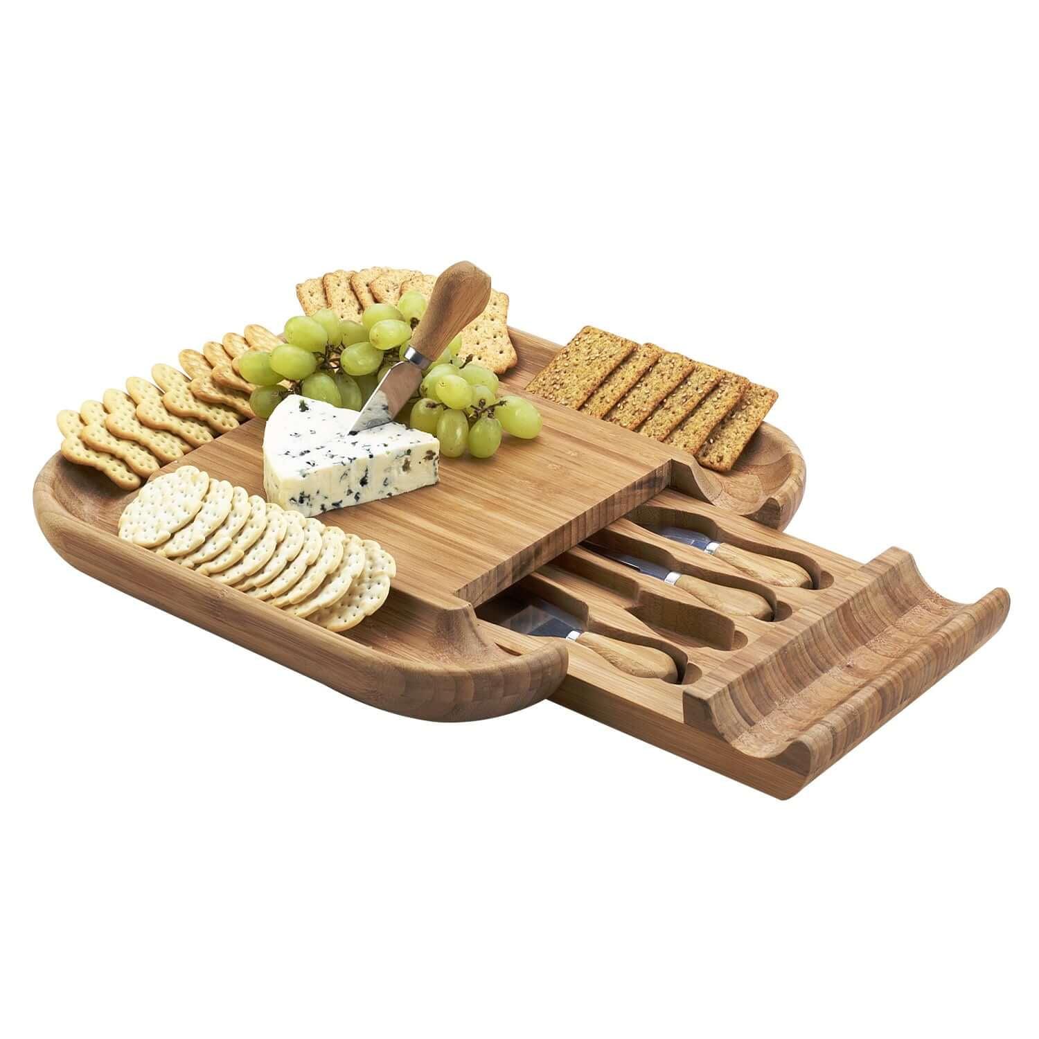 Picnic at Ascot  Large Bamboo Charcuterie Board with Cheese Knife Set