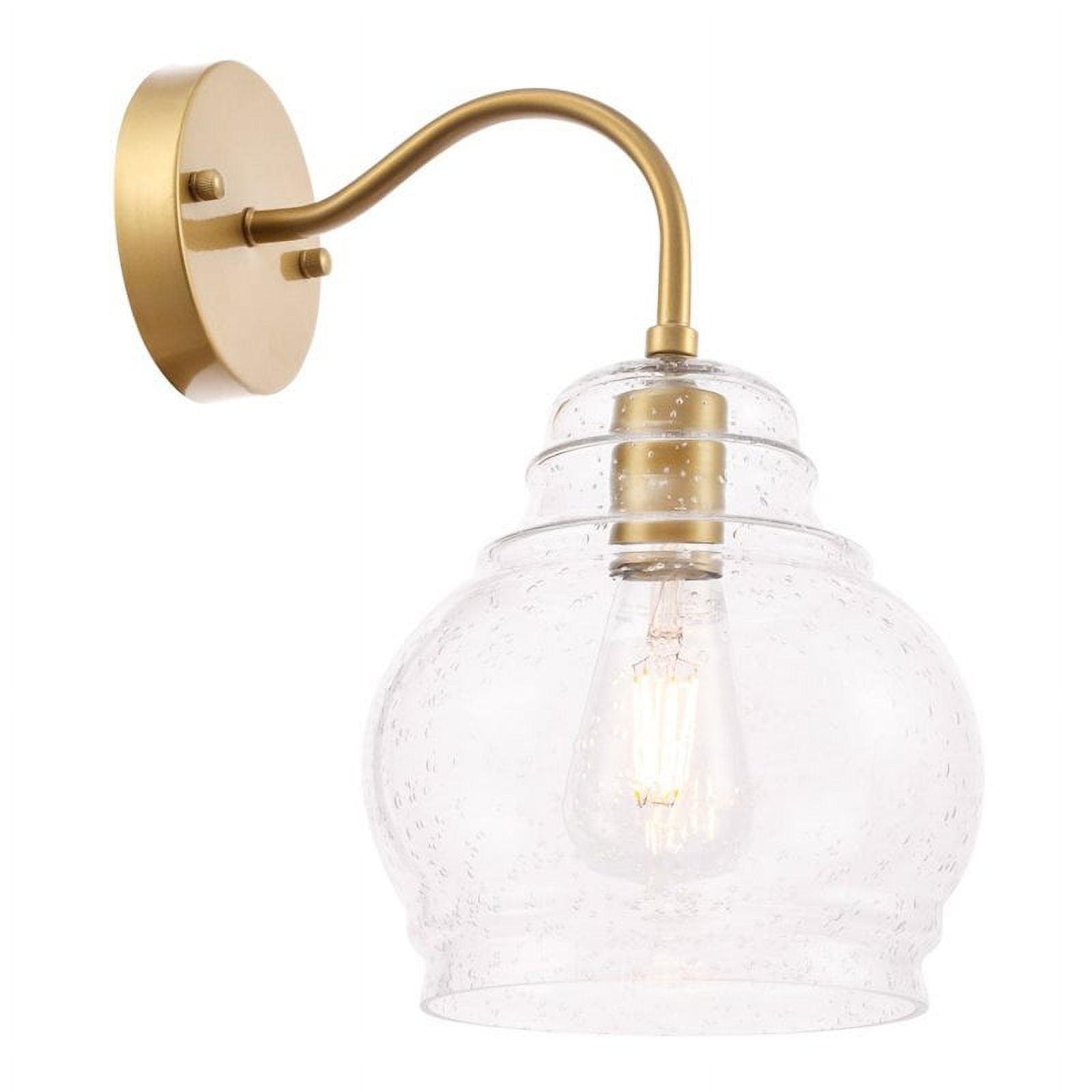 Brass and Clear Seeded Glass Wall Sconce