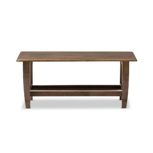 Pierce Mid-Century Modern Finished Coffee Table: Rubberwood Shelf, Lounge Style - Baxton Studio