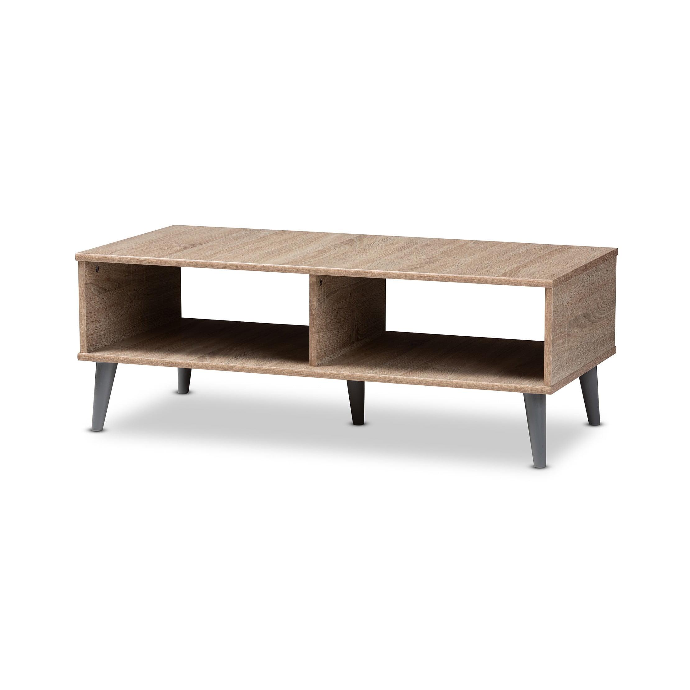 Pierre Oak Brown and Gray Mid-Century Modern Coffee Table