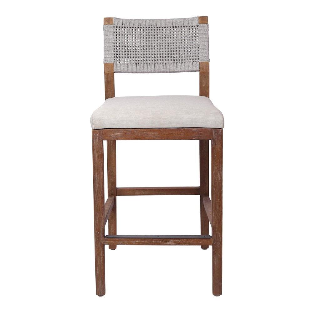 New Pacific Direct Pierre 27" Wood Rope Counter Stool in Gray/Seneca Brown